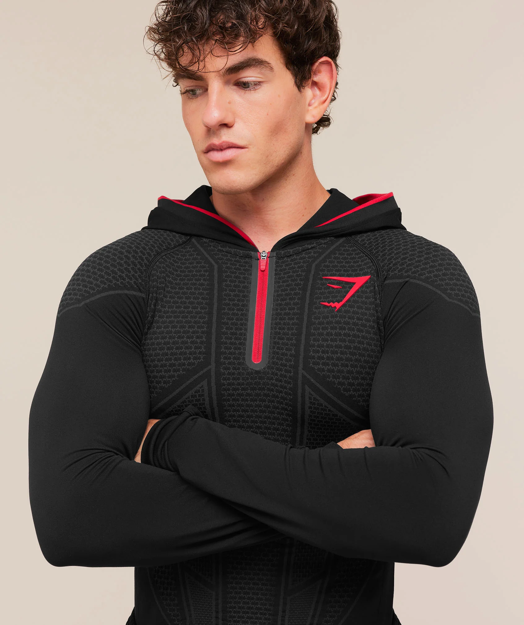 Gymshark Onyx V1 Hoodie - Black/Onyx Grey/Carmine Red - Image 4