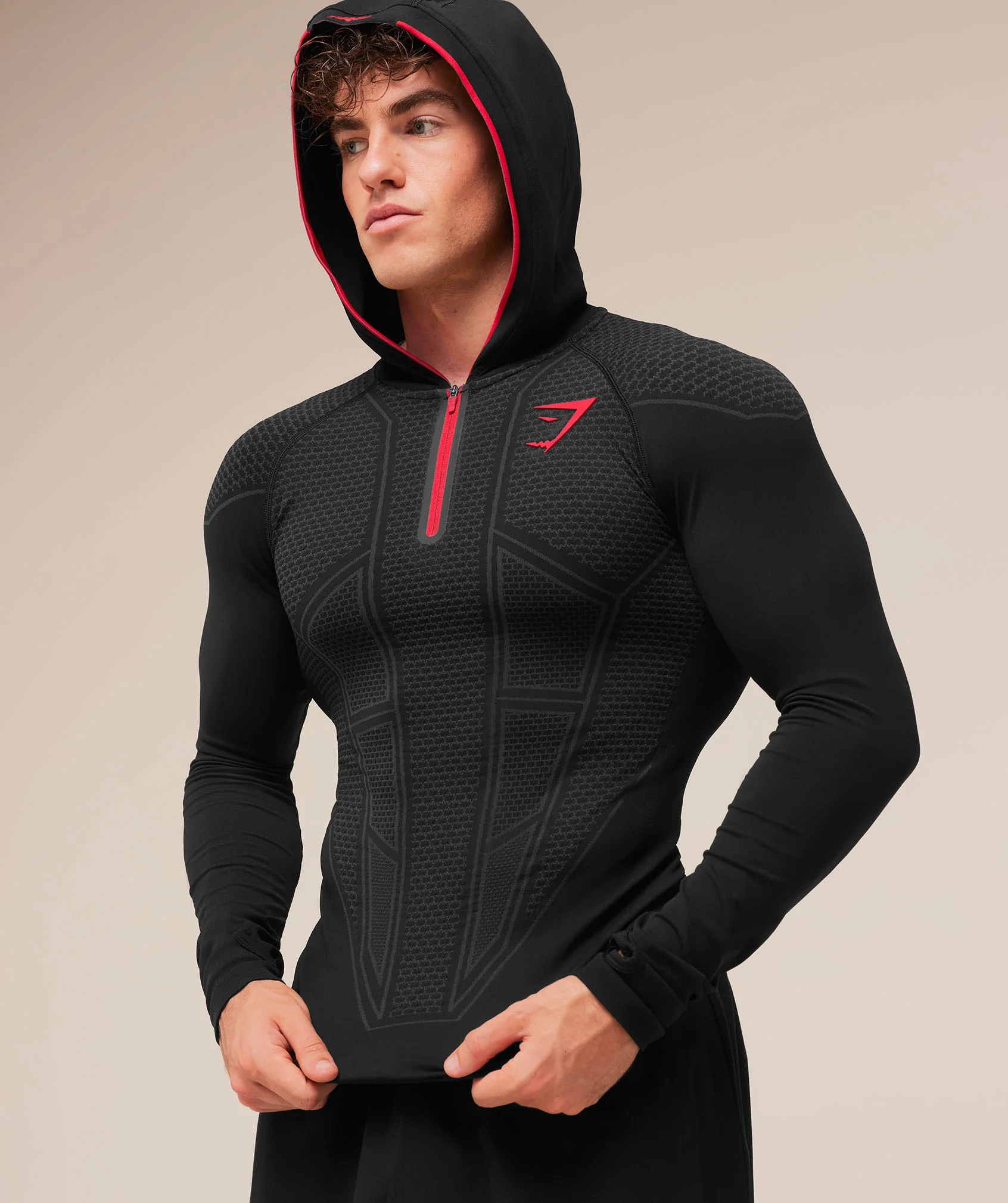 Gymshark Onyx V1 Hoodie - Black/Onyx Grey/Carmine Red - Image 5