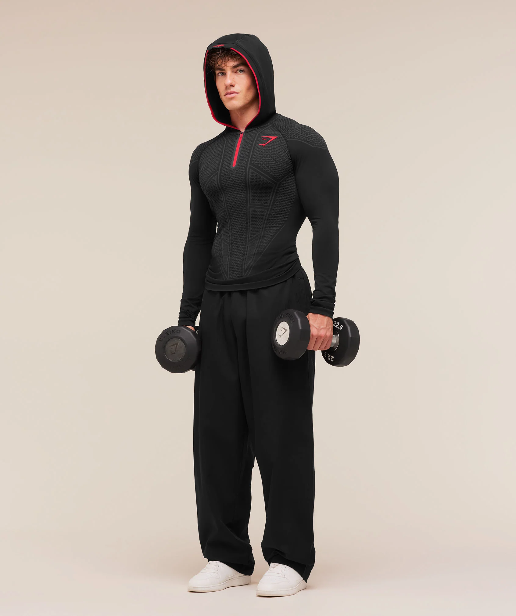 Gymshark Onyx V1 Hoodie - Black/Onyx Grey/Carmine Red - Image 6