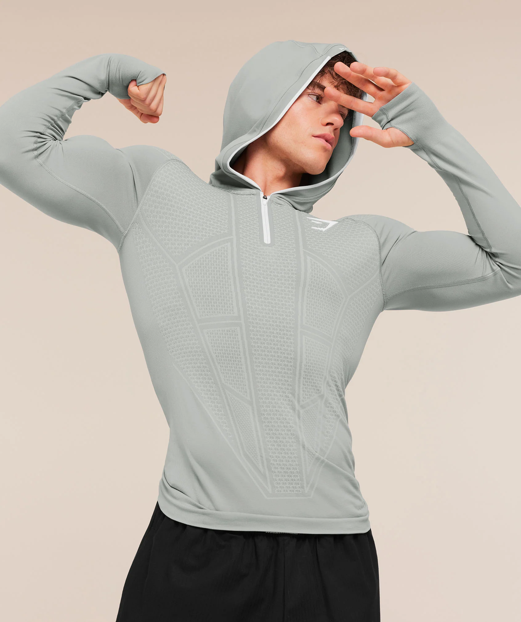 Gymshark Onyx V1 Hoodie - Smokey Grey/Light Grey/White - Image 4