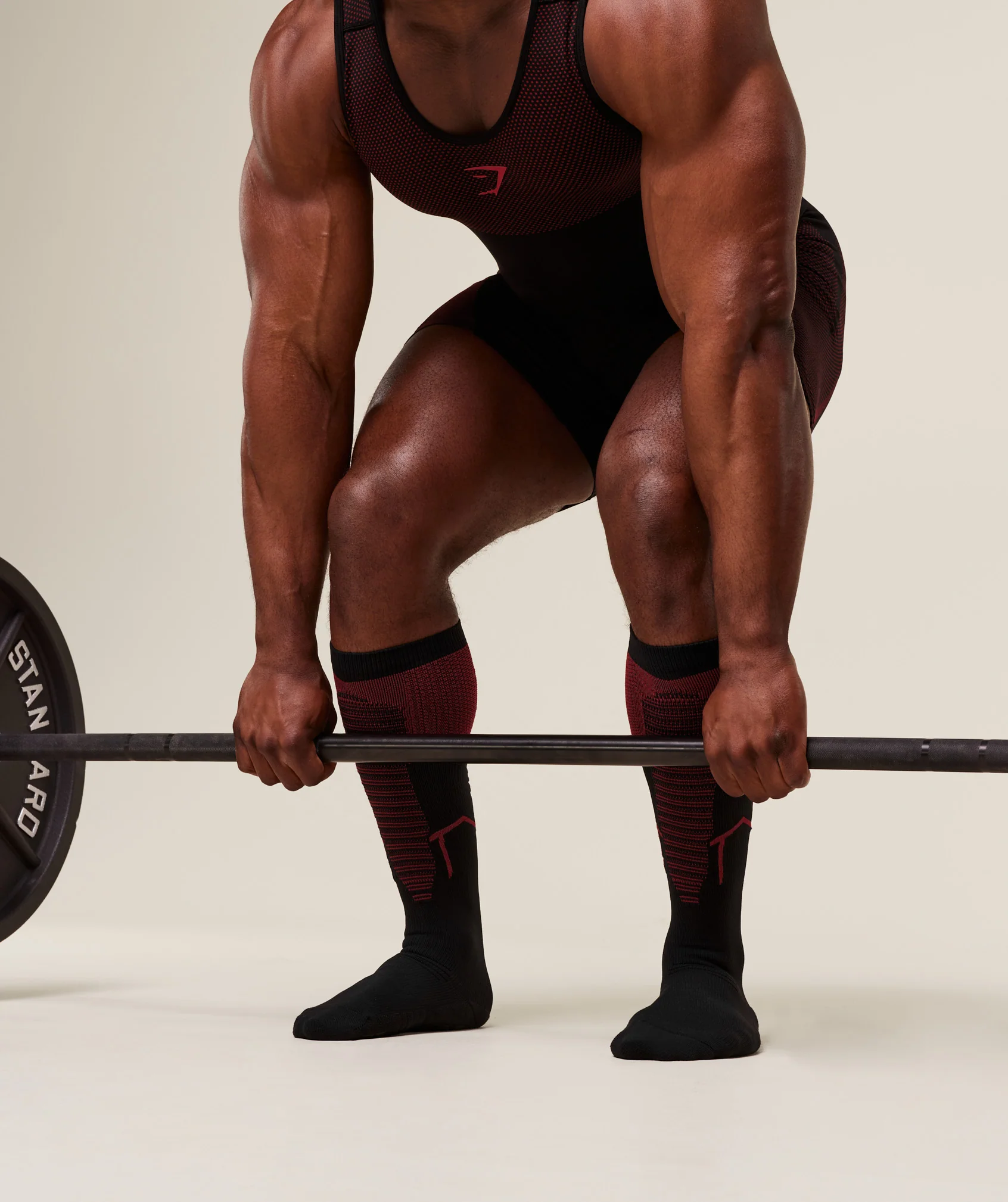 Gymshark Onyx Lifting Socks - Black/Carmine Red - Image 4