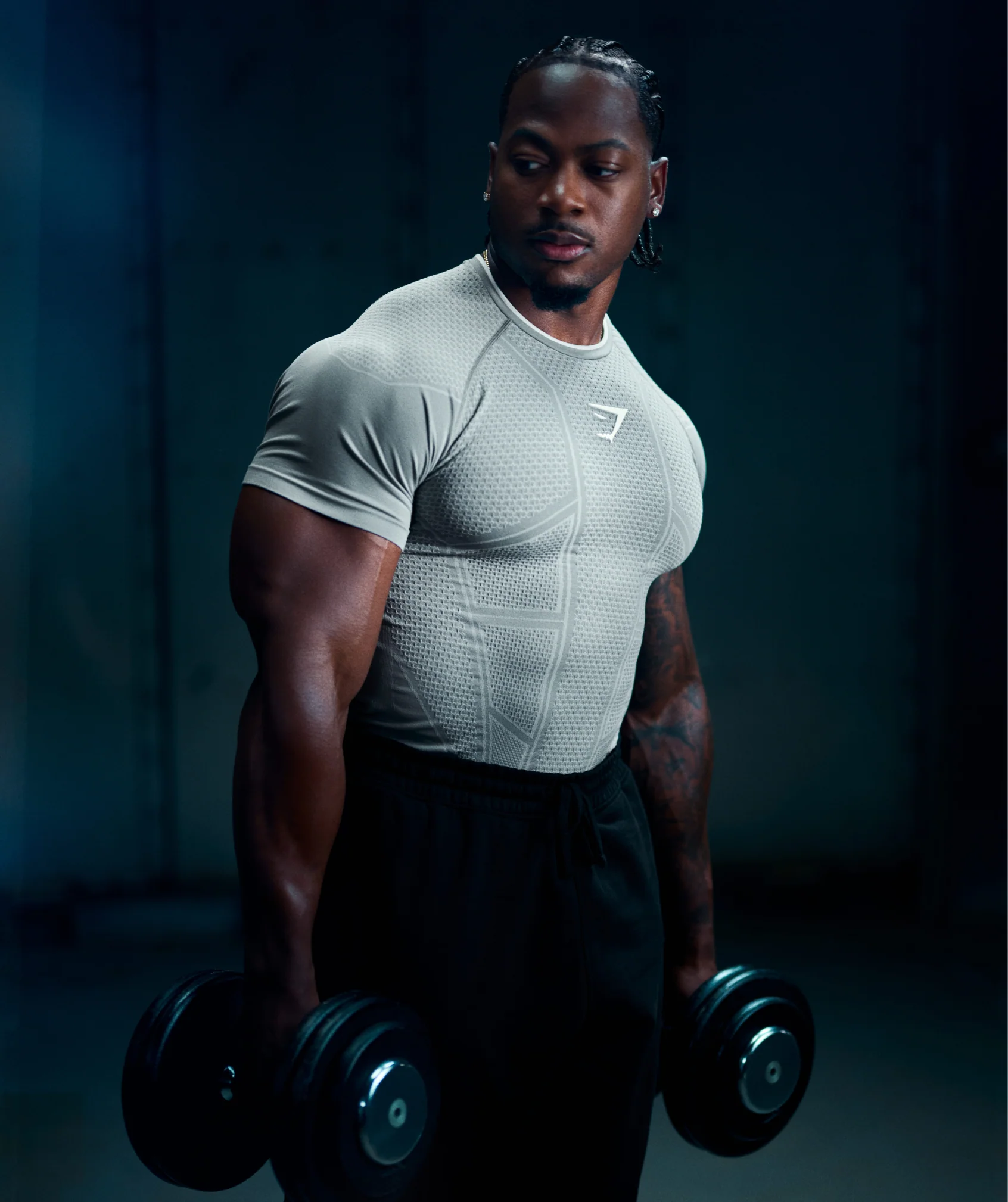 Gymshark Onyx V1 T-Shirt - Smokey Grey/Light Grey/White - Image 2