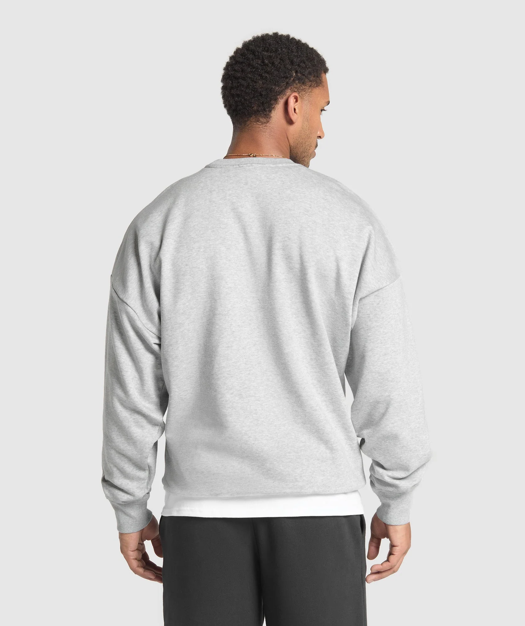 Gymshark Oversized Crest Crew - Light Grey Core Marl - Image 2