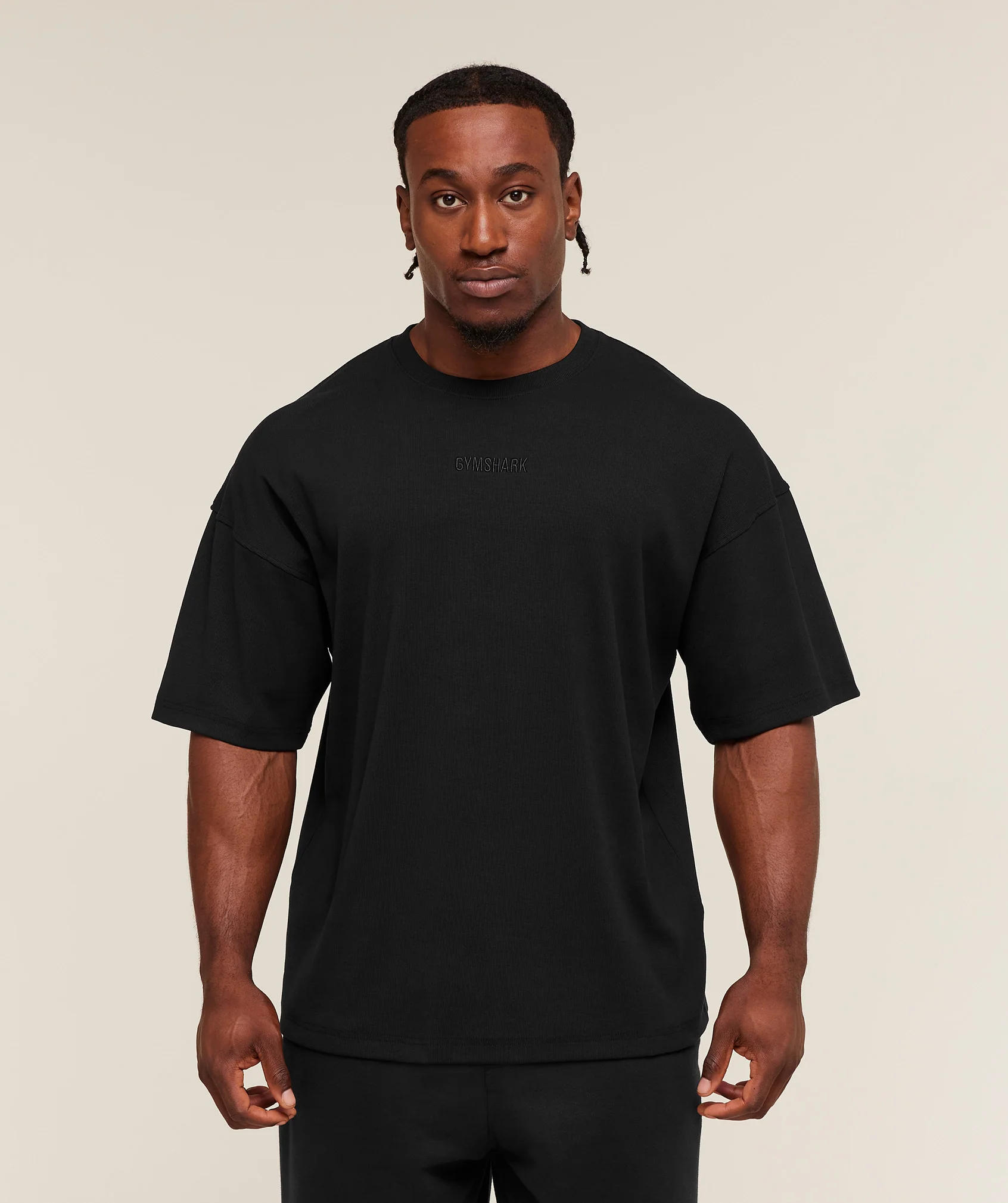 Gymshark Oversized Premium Ribbed T-Shirt - Black - Image 4