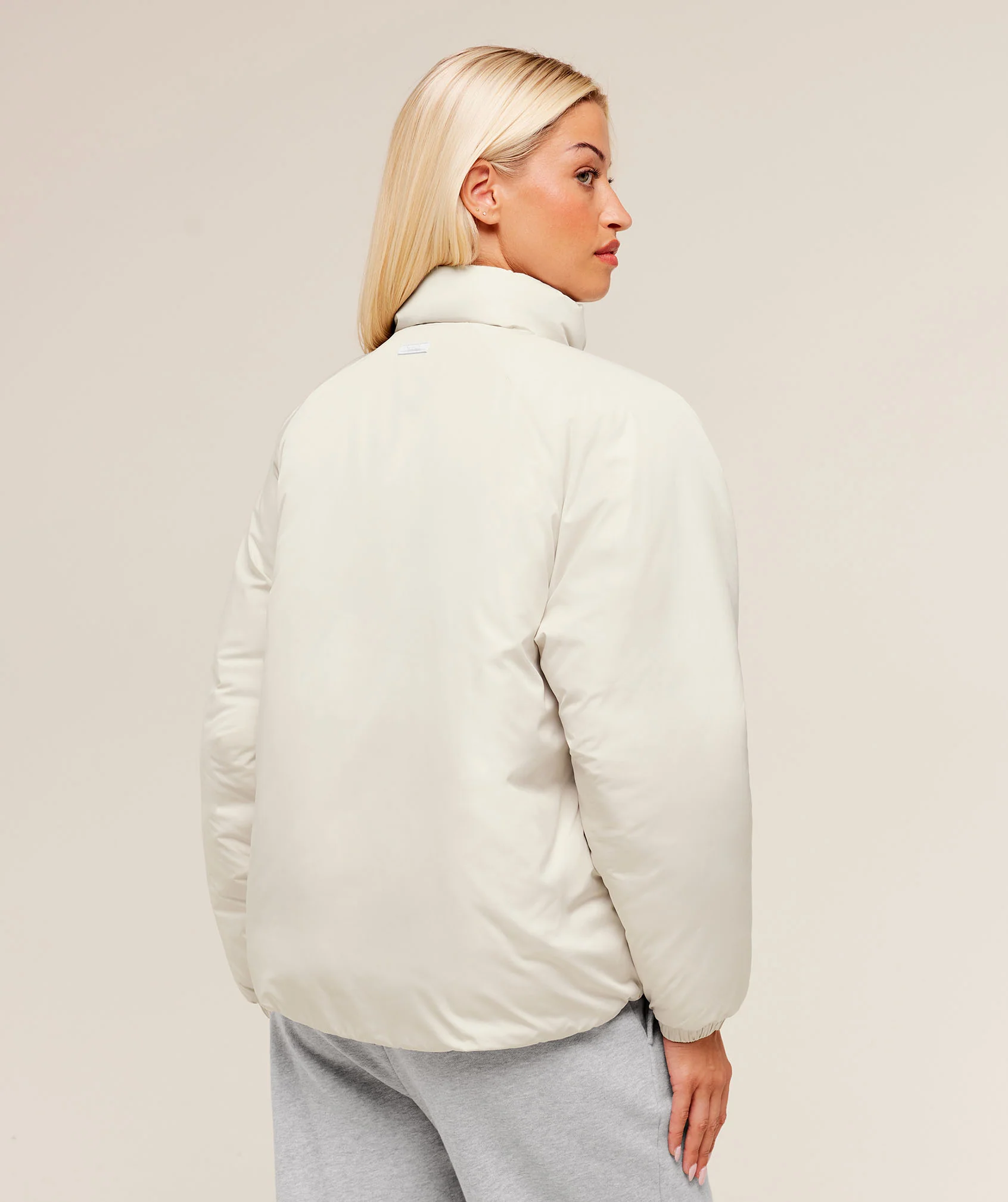 Gymshark Oversized Puffer Jacket - Oat White - Image 2