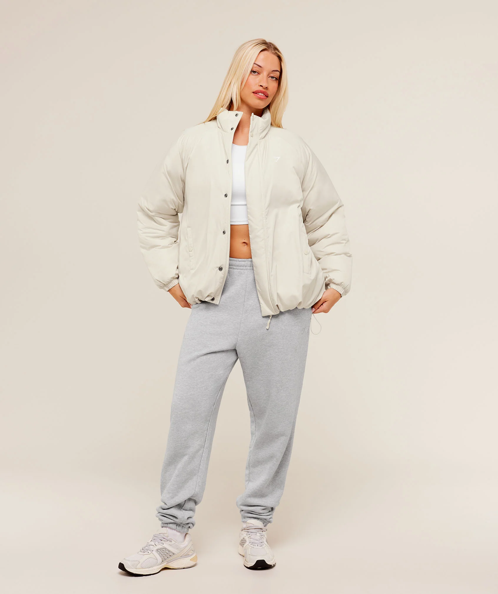 Gymshark Oversized Puffer Jacket - Oat White - Image 4