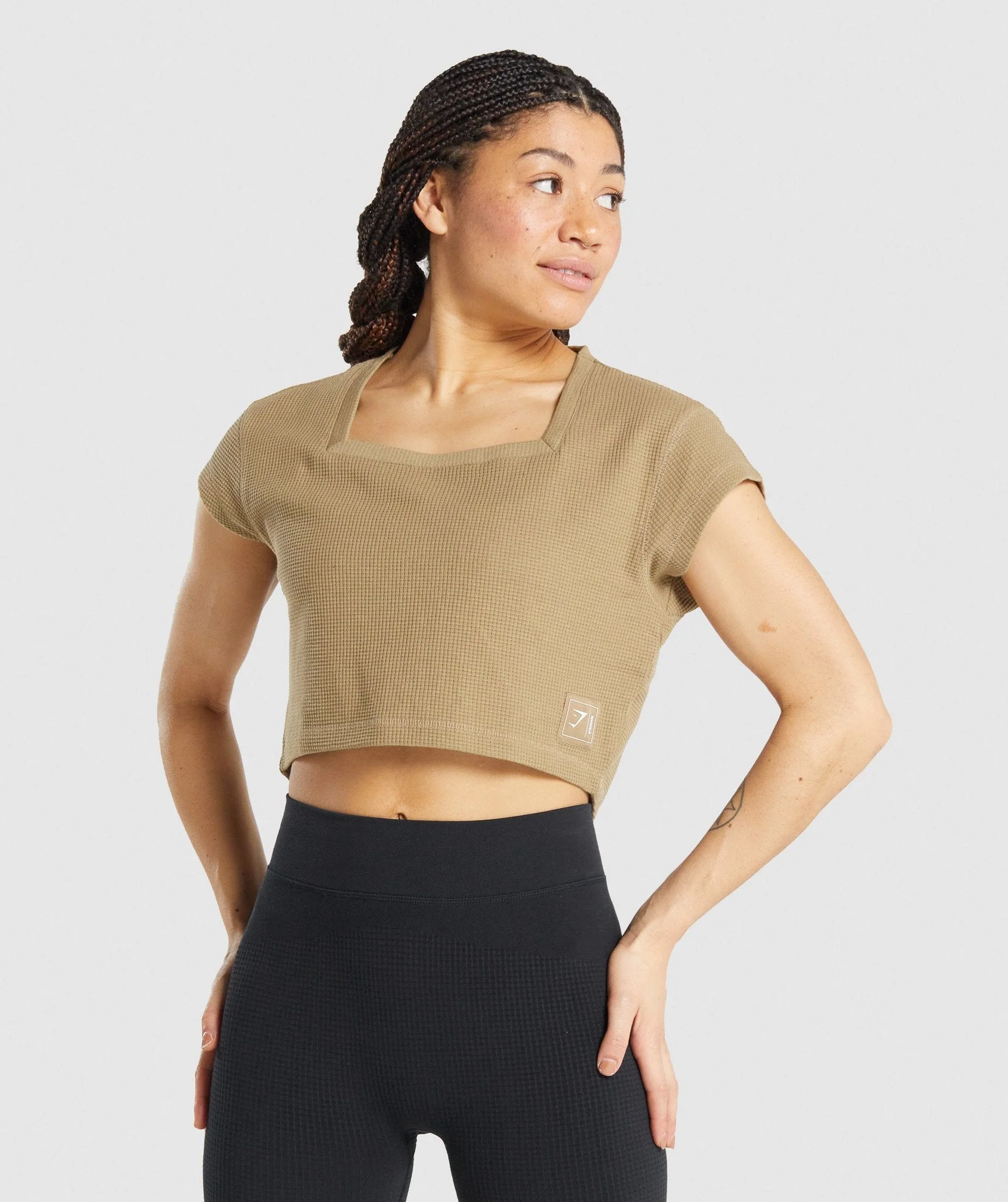 Gymshark Pause Crop Top - Light Brown