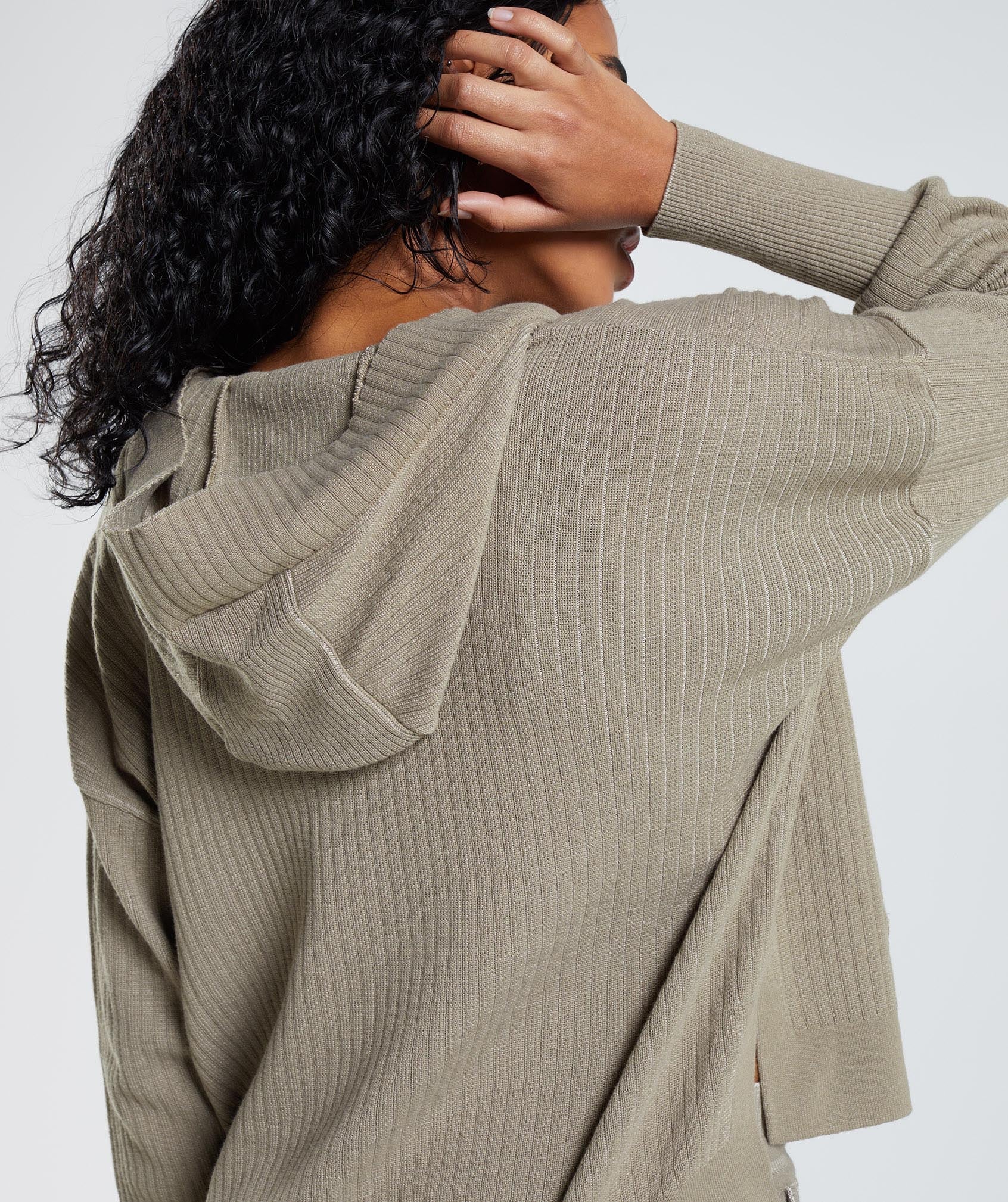 Gymshark Pause Knitwear Hoodie - Cement Brown/Pebble Grey - Image 6