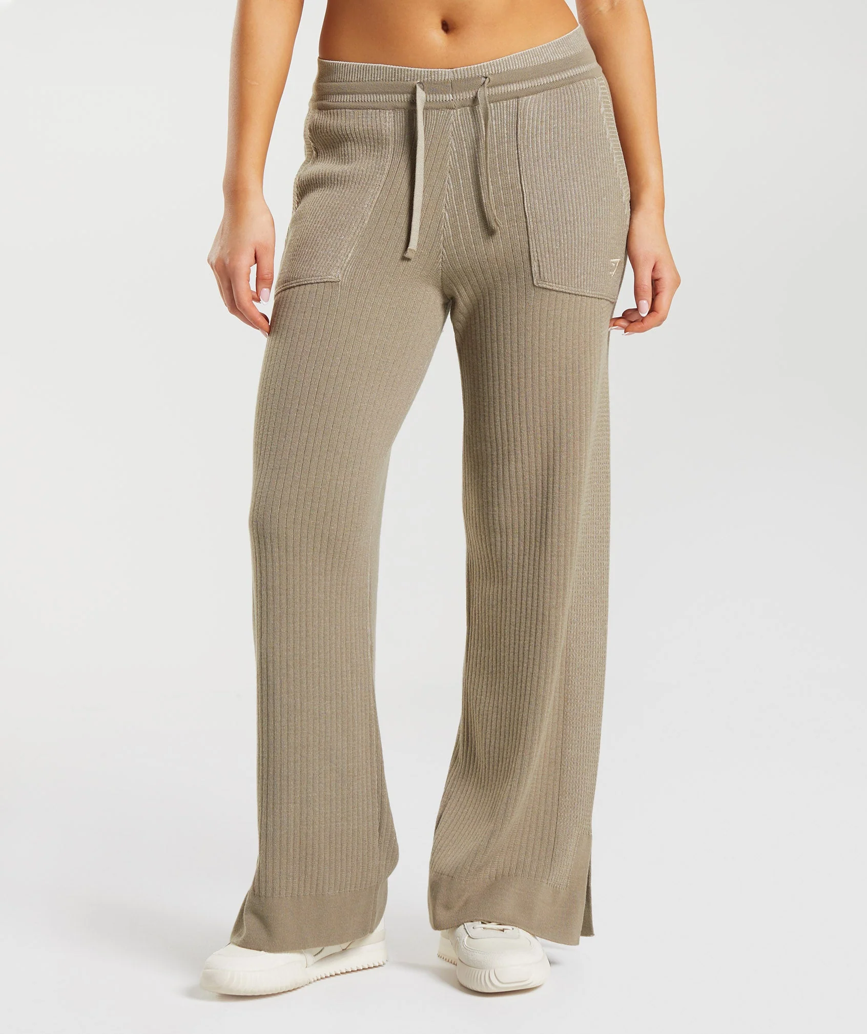 Gymshark Pause Knitwear Pants - Cement Brown/Pebble Grey - Image 2