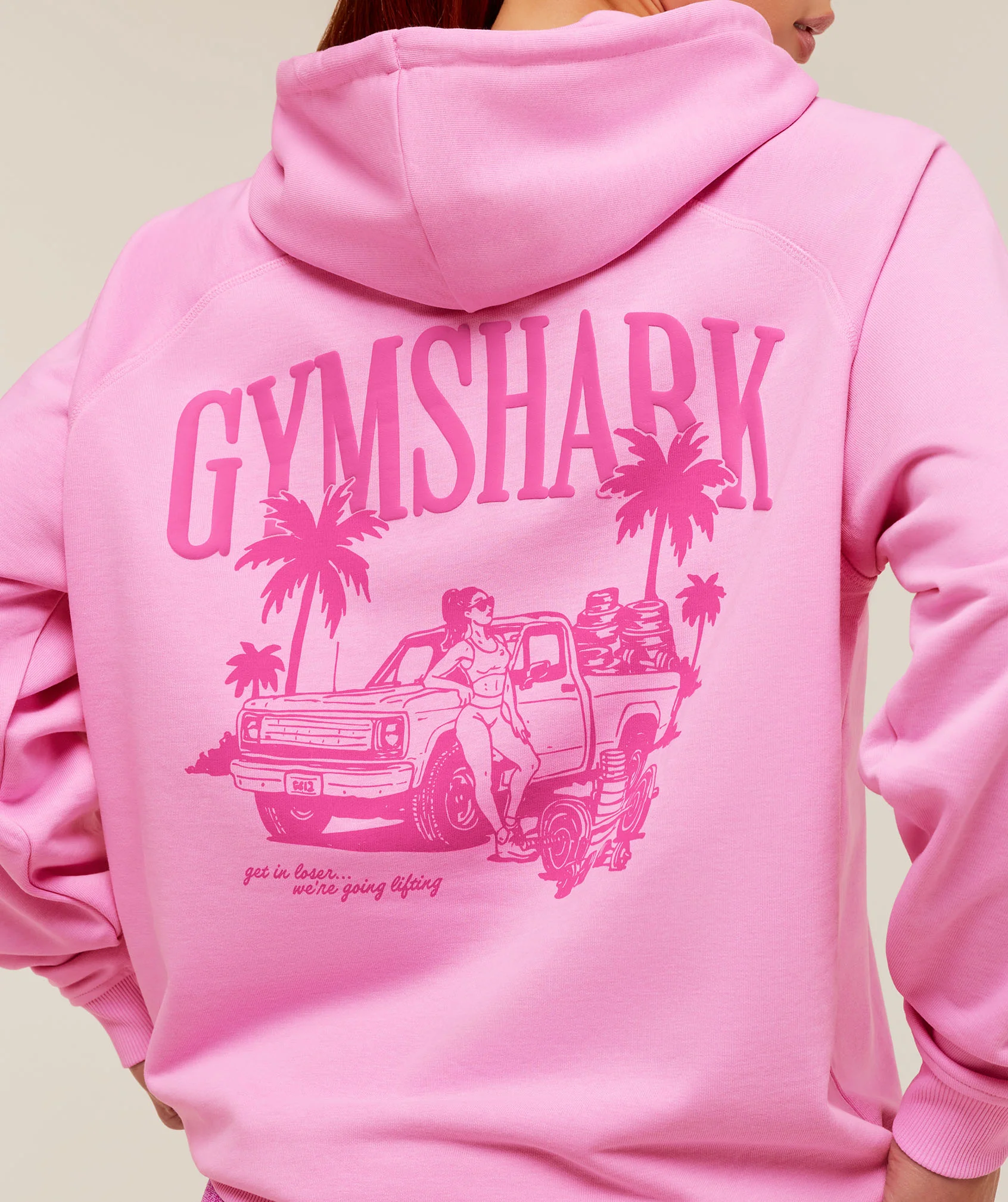 Gymshark Pick Up Truck Graphic Hoodie - Focus Pink - Image 6