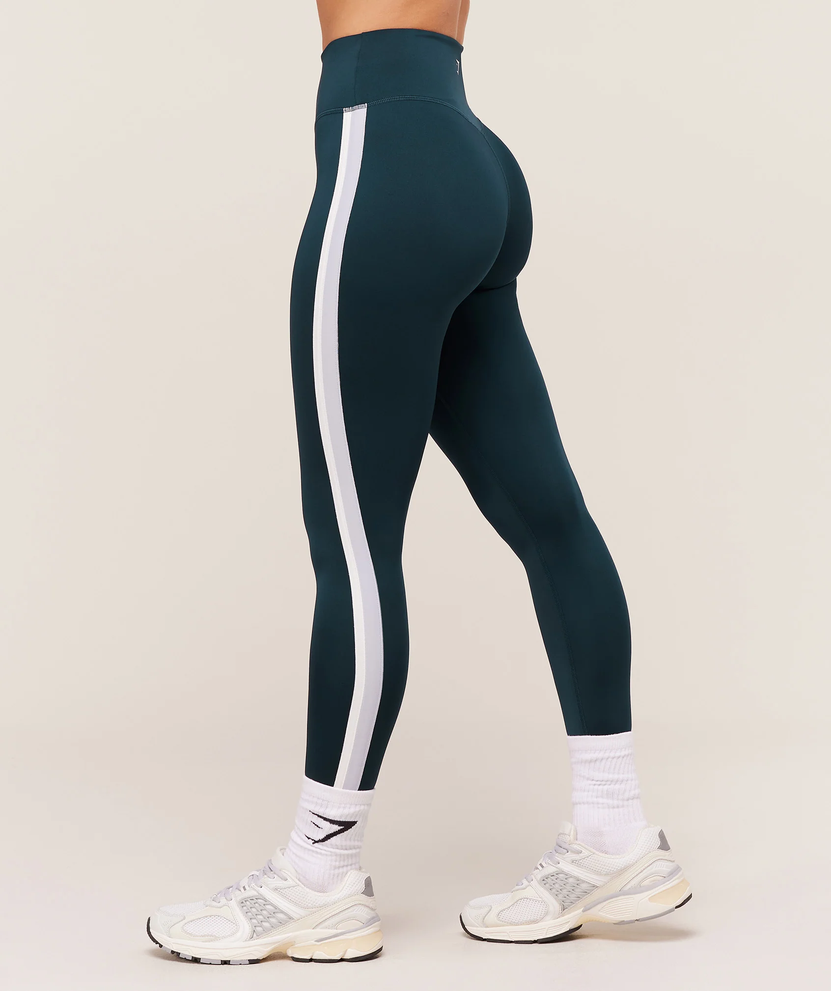 Gymshark Piping Leggings - Deep Petrol Blue/Smoke Blue/Soft White - Image 2