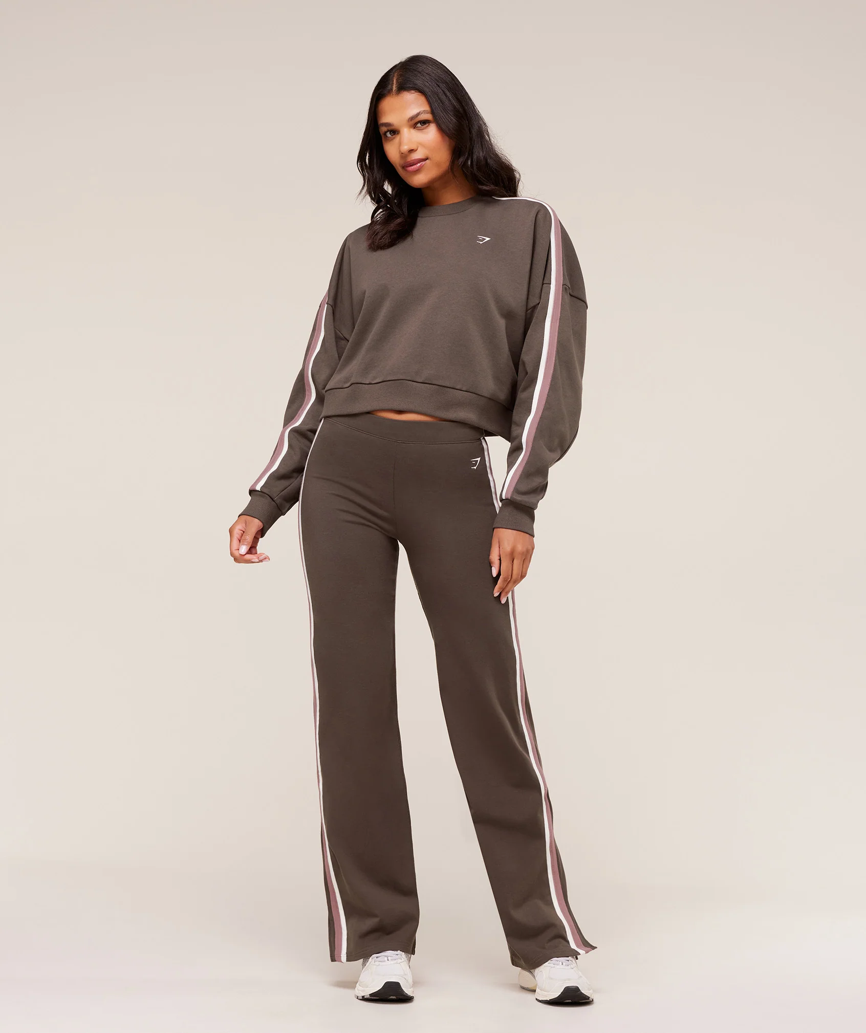 Gymshark Piping Midi Crew Neck - Walnut Brown/Chestnut Pink/Soft White - Image 3