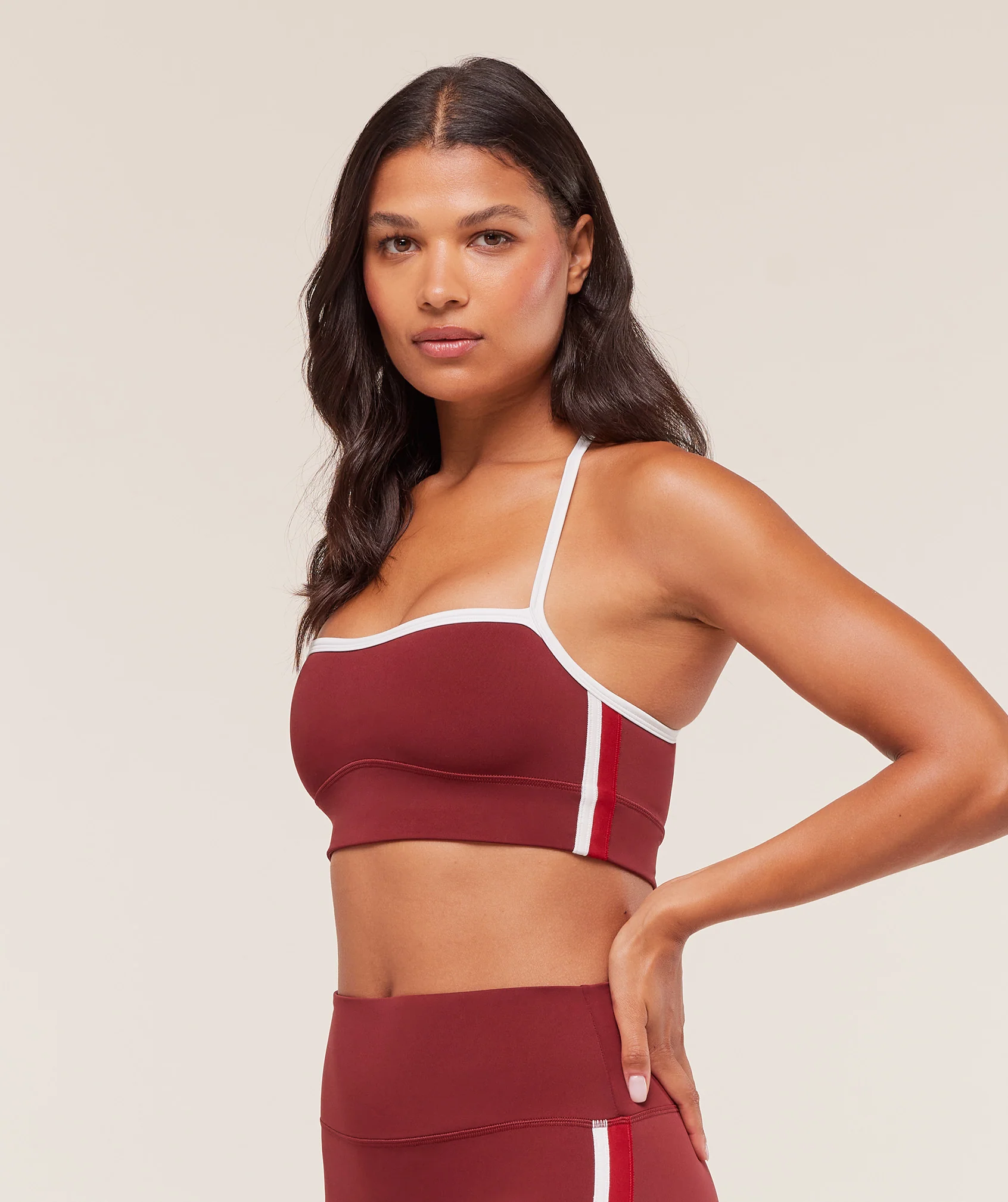 Gymshark Piping Sports Bra - Sets Red/Carmine Red/Soft White - Image 3
