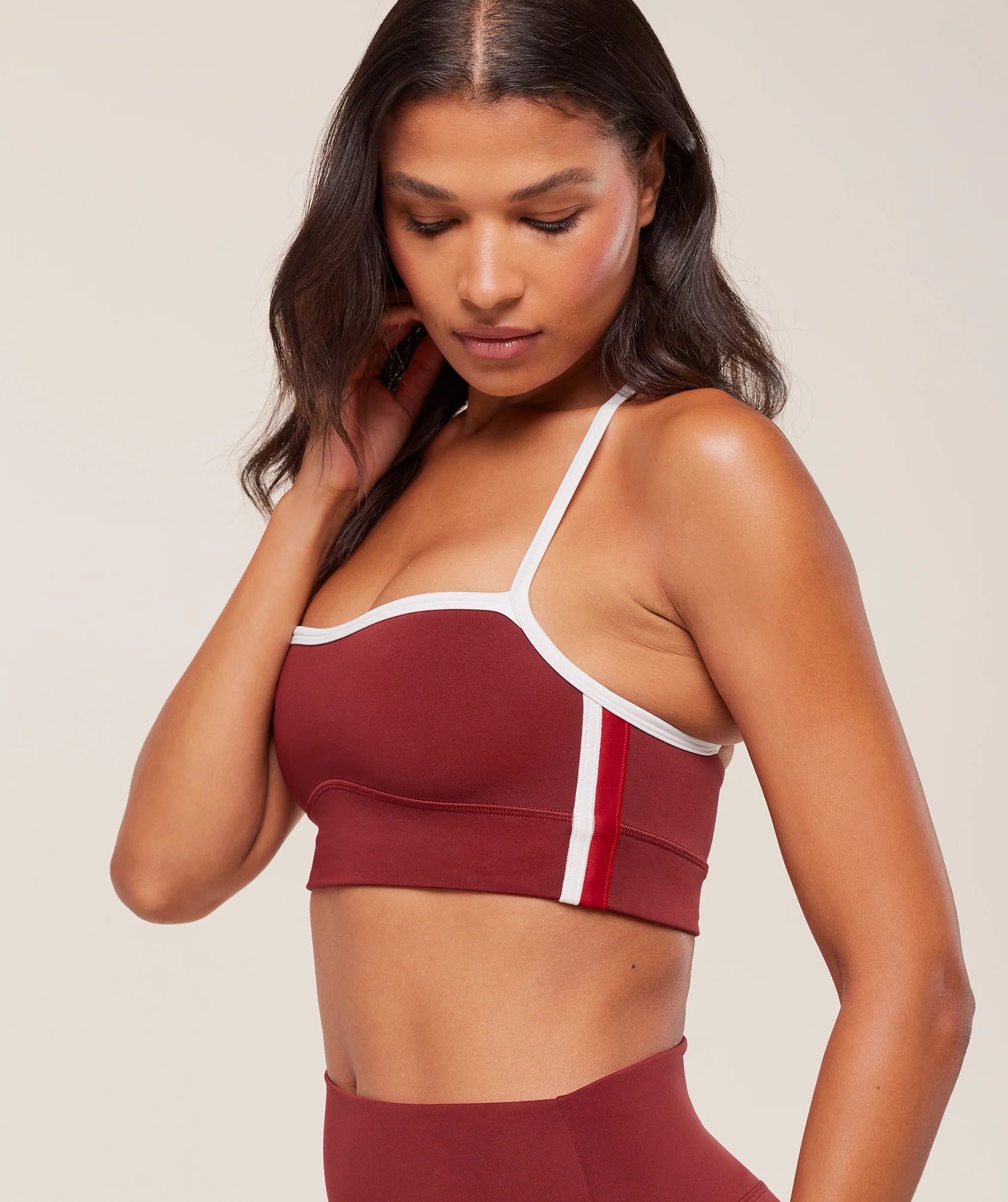 Gymshark Piping Sports Bra - Sets Red/Carmine Red/Soft White - Image 5