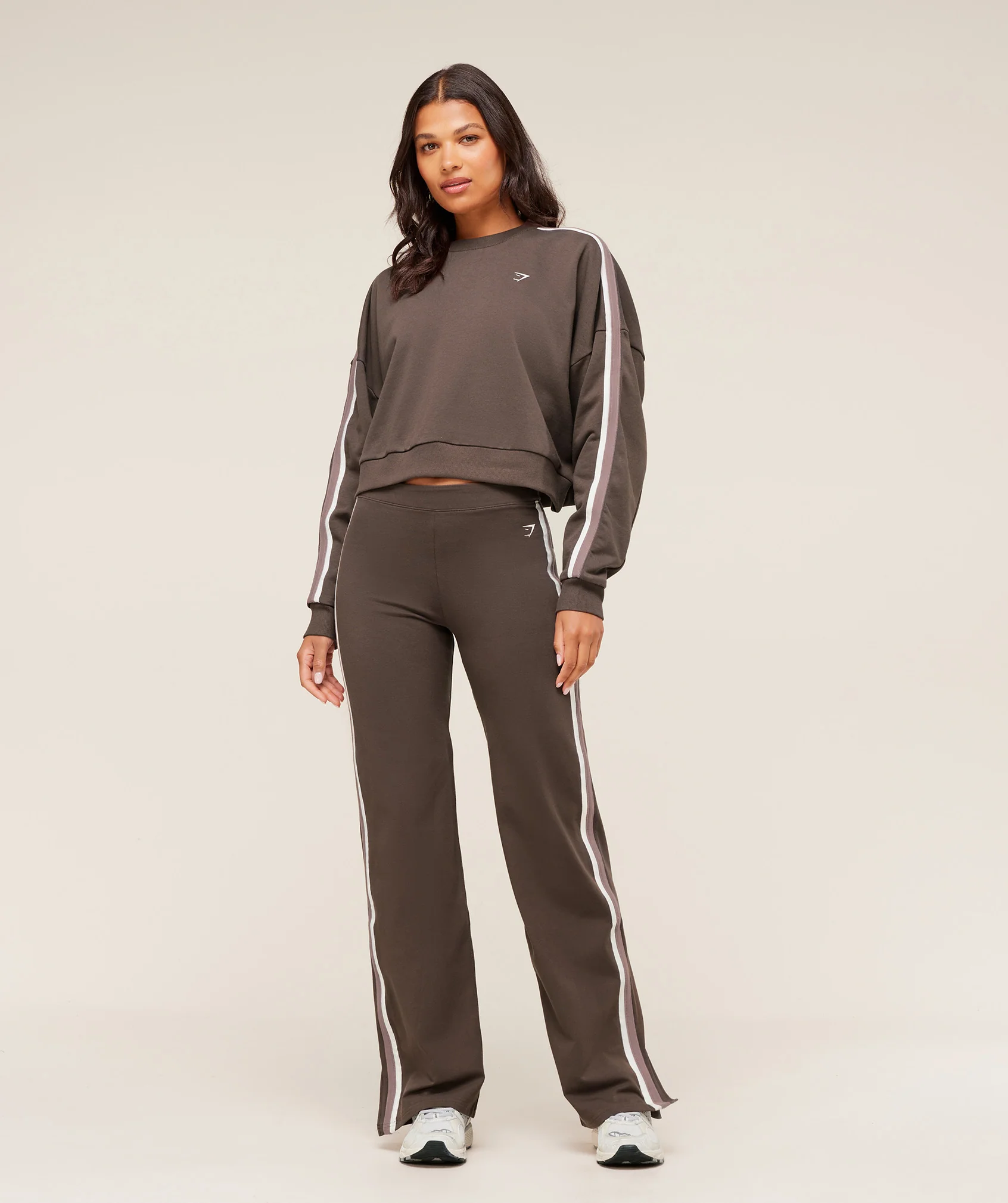 Gymshark Piping Wide Leg Pants - Walnut Brown/Chestnut Pink/Soft White - Image 4