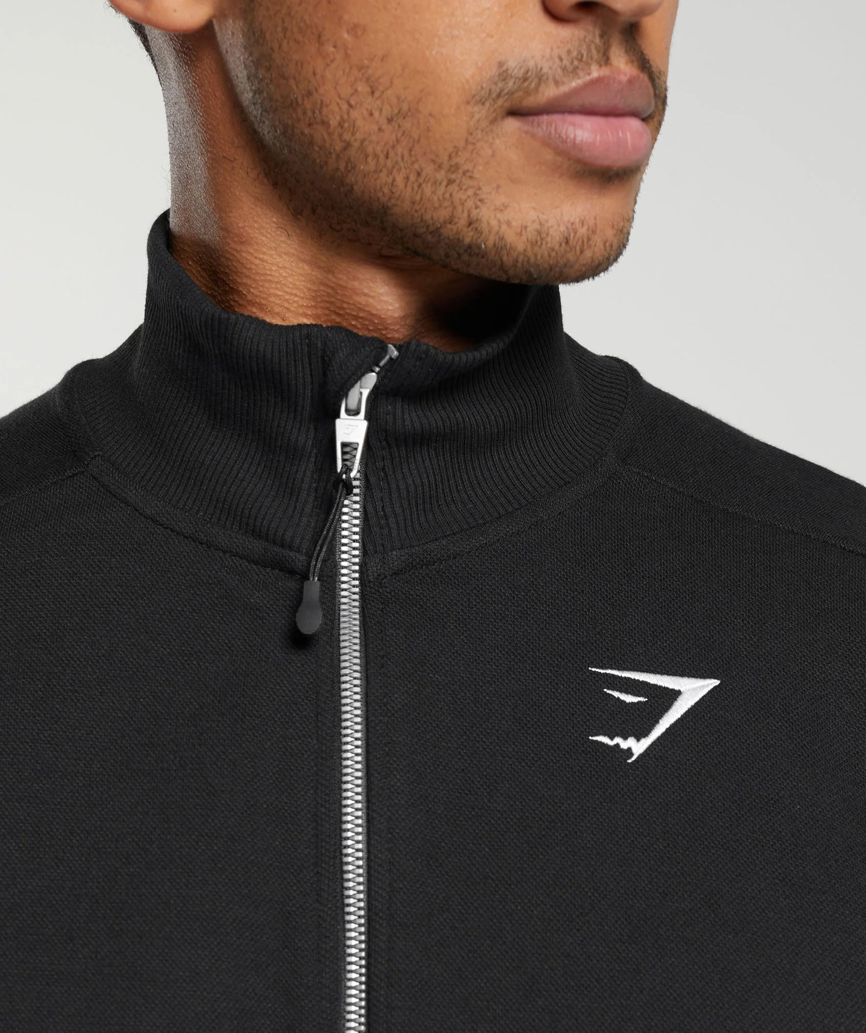 Gymshark Pique Track Jacket - Black/Onyx Grey - Image 4