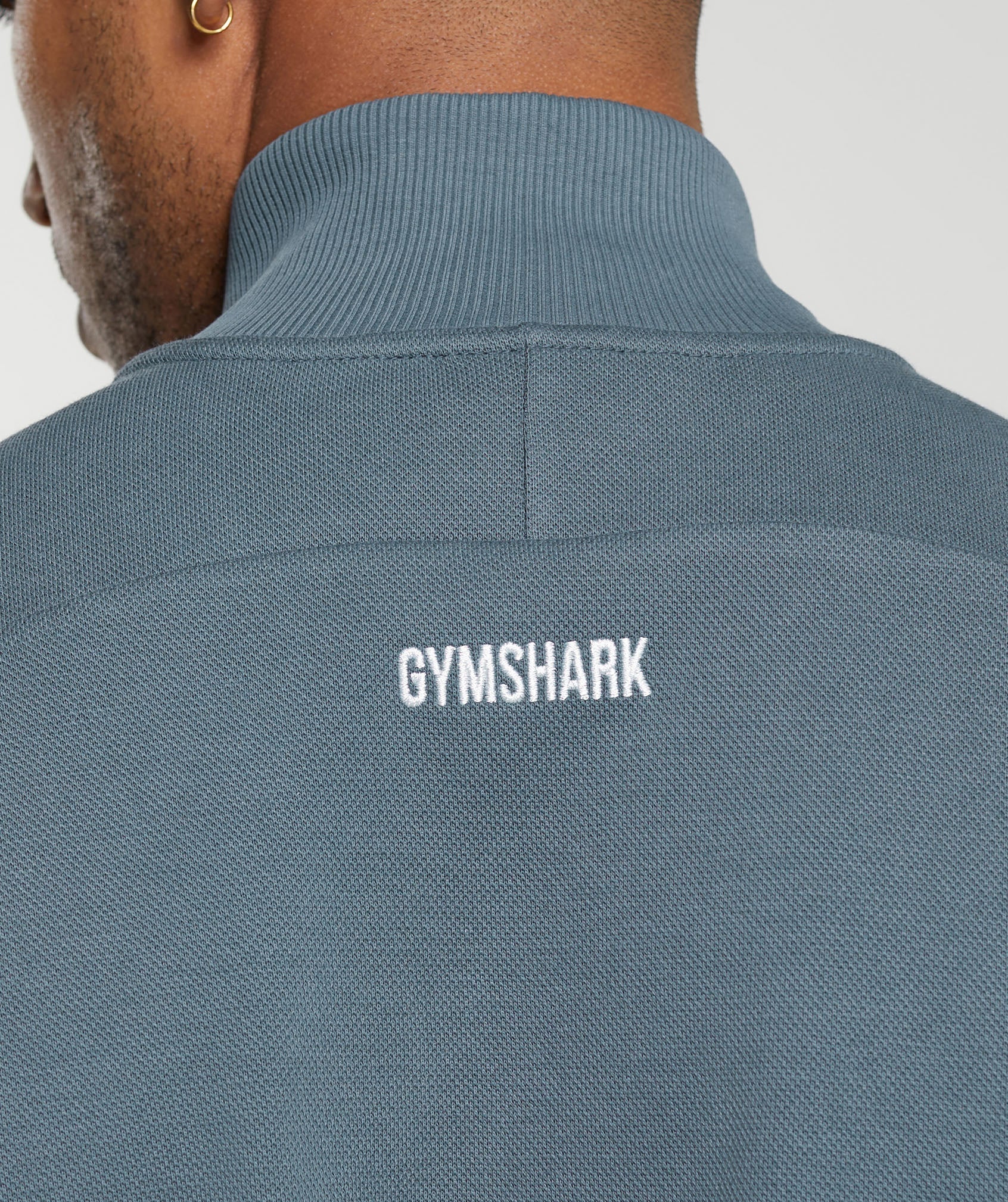 Gymshark Pique Track Jacket - Titanium Blue/Fresh Blue - Image 3