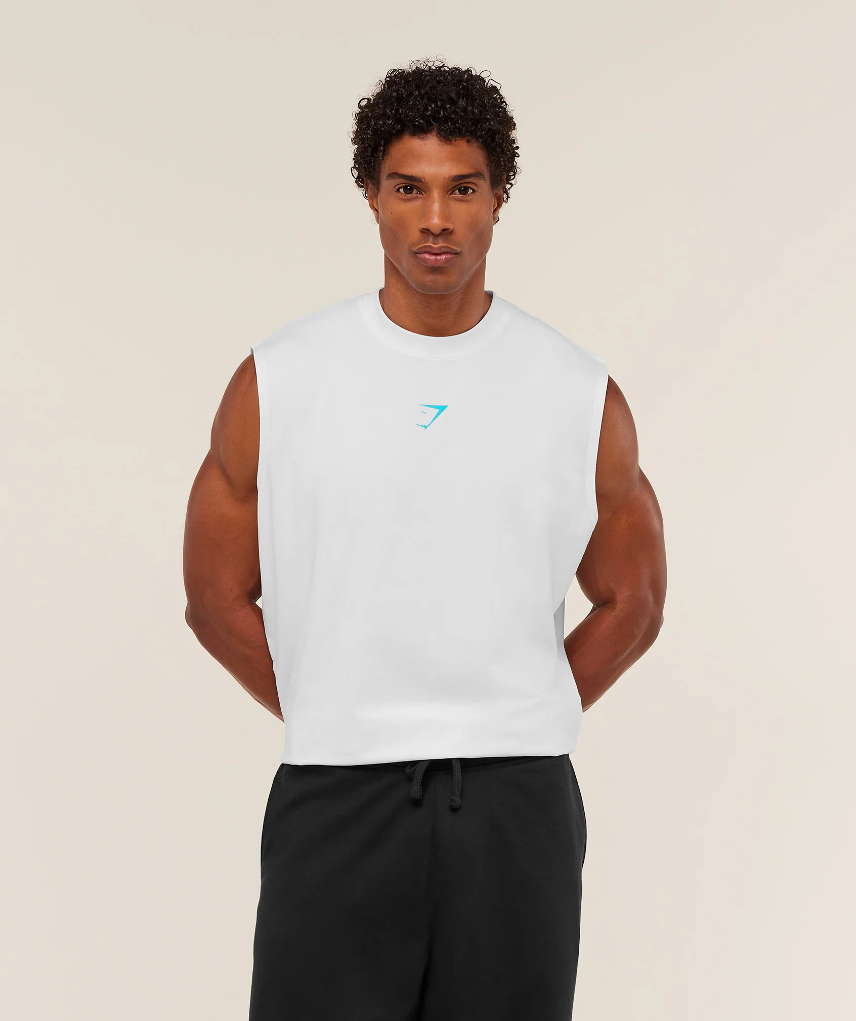 Gymshark Power Cut Off Tank - GS White/GS Brand Blue - Image 2