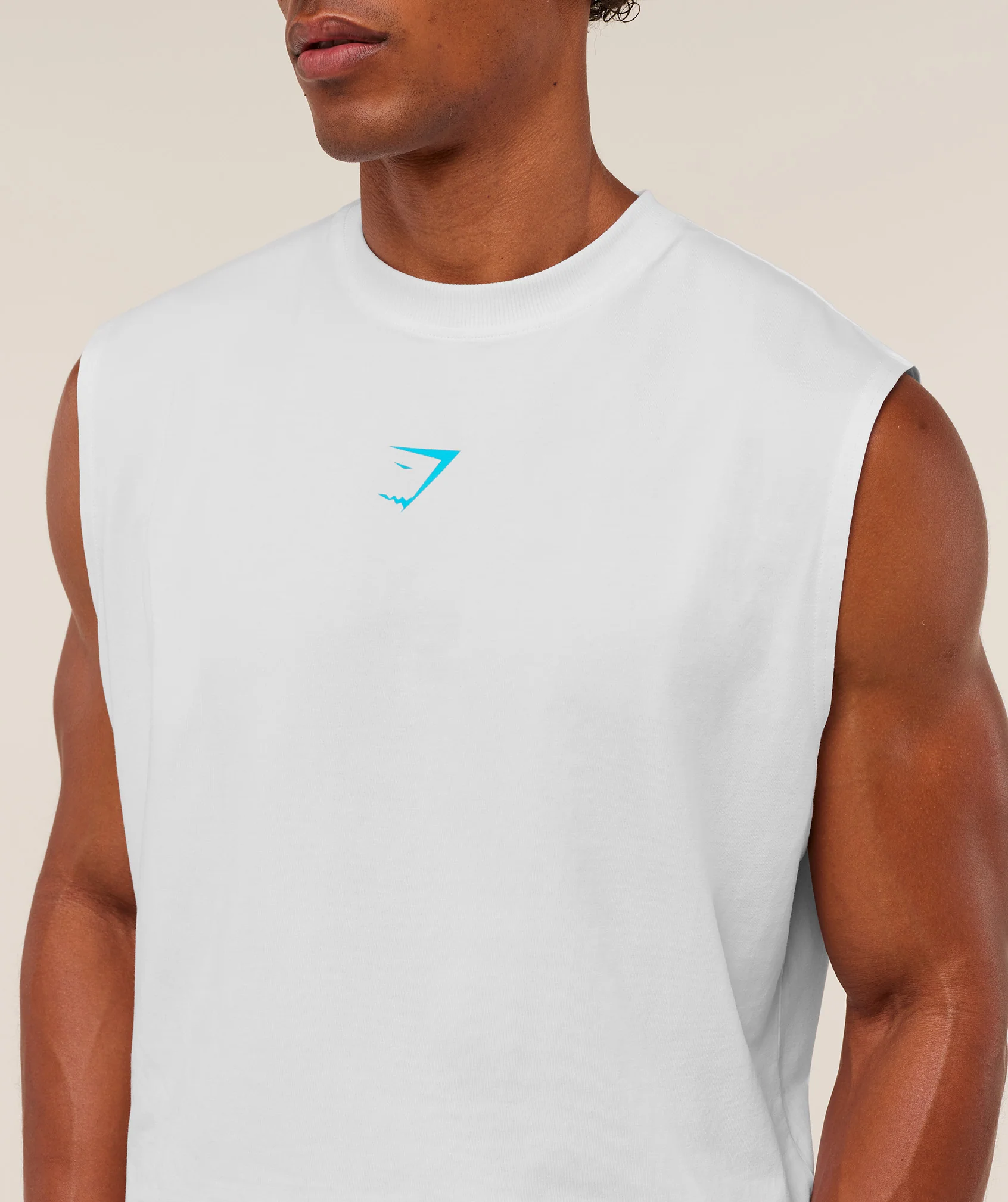 Gymshark Power Cut Off Tank - GS White/GS Brand Blue - Image 6