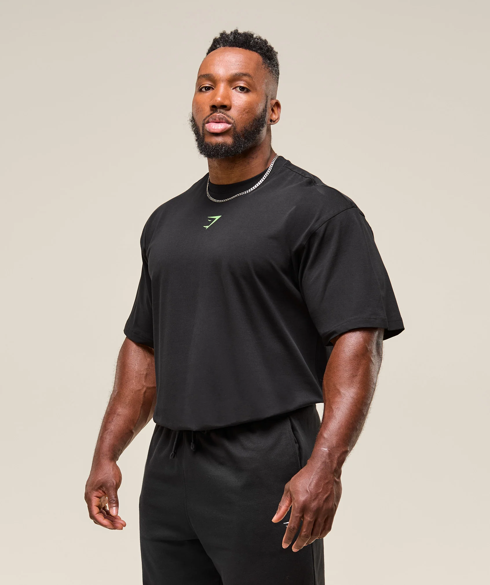 Gymshark Power T-Shirt - Black/Energy Gelato Green - Image 4