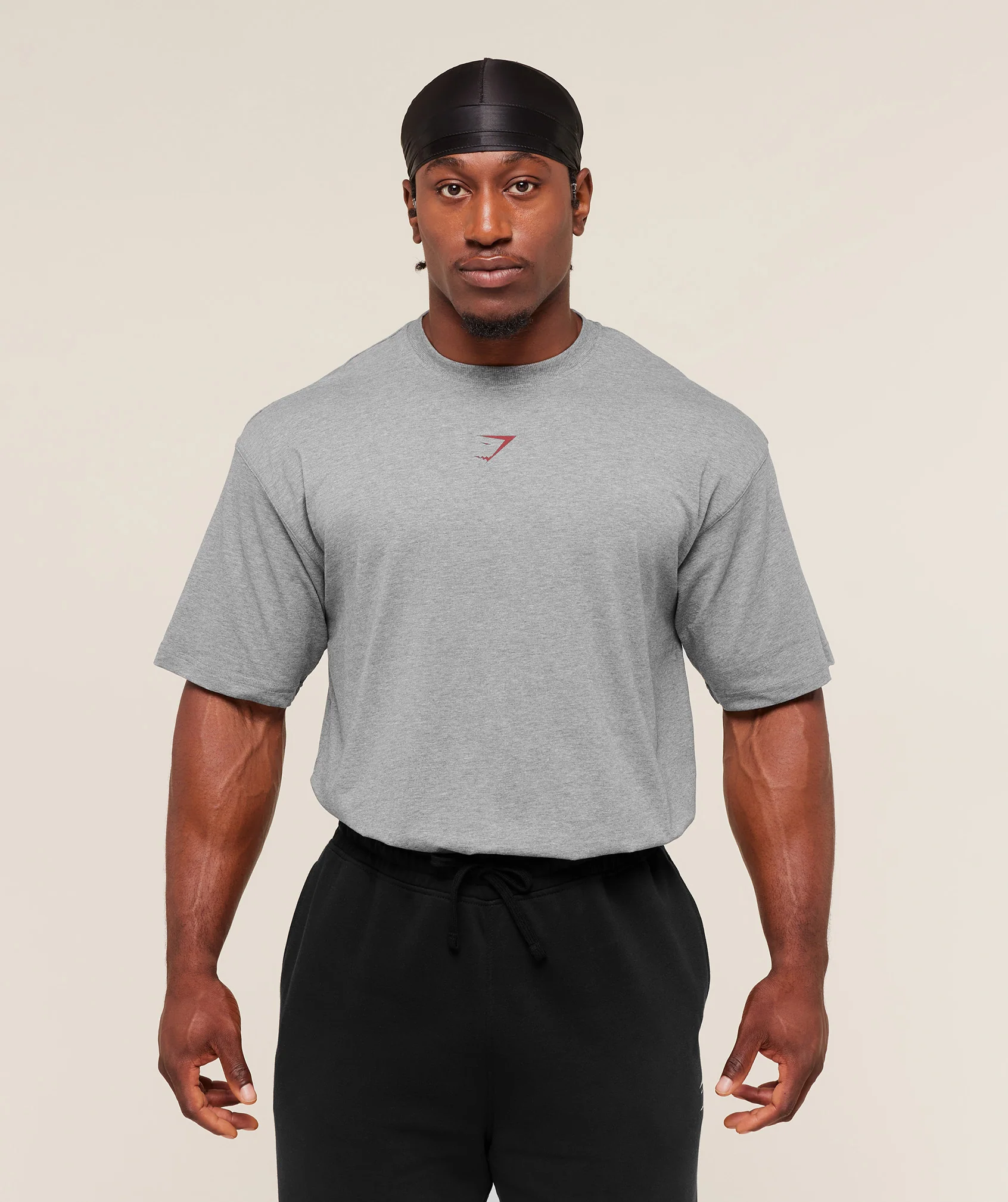Gymshark Power T-Shirt - Charcoal Core Marl/Sets Red - Image 2