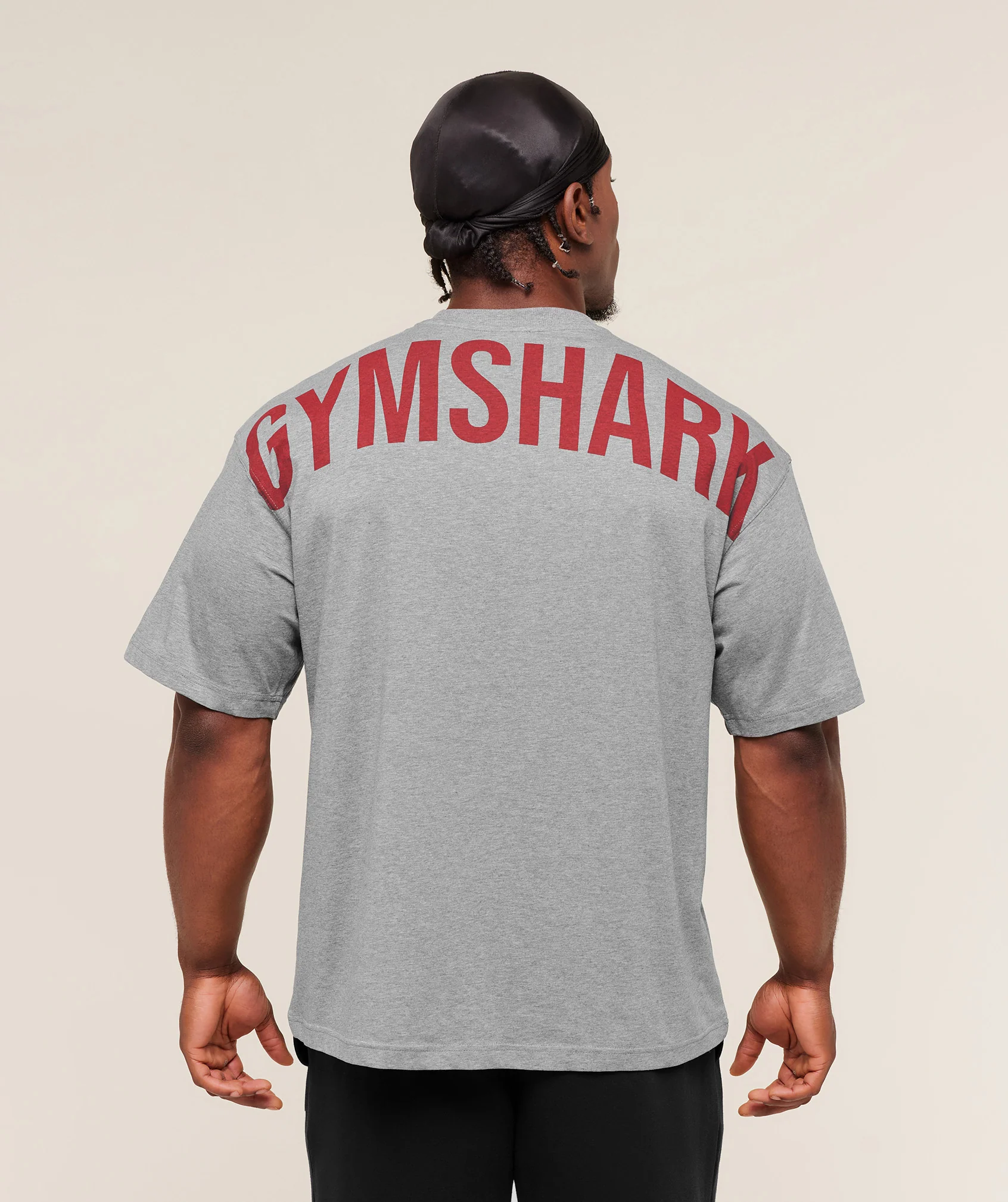 Gymshark Power T-Shirt - Charcoal Core Marl/Sets Red - Image 3