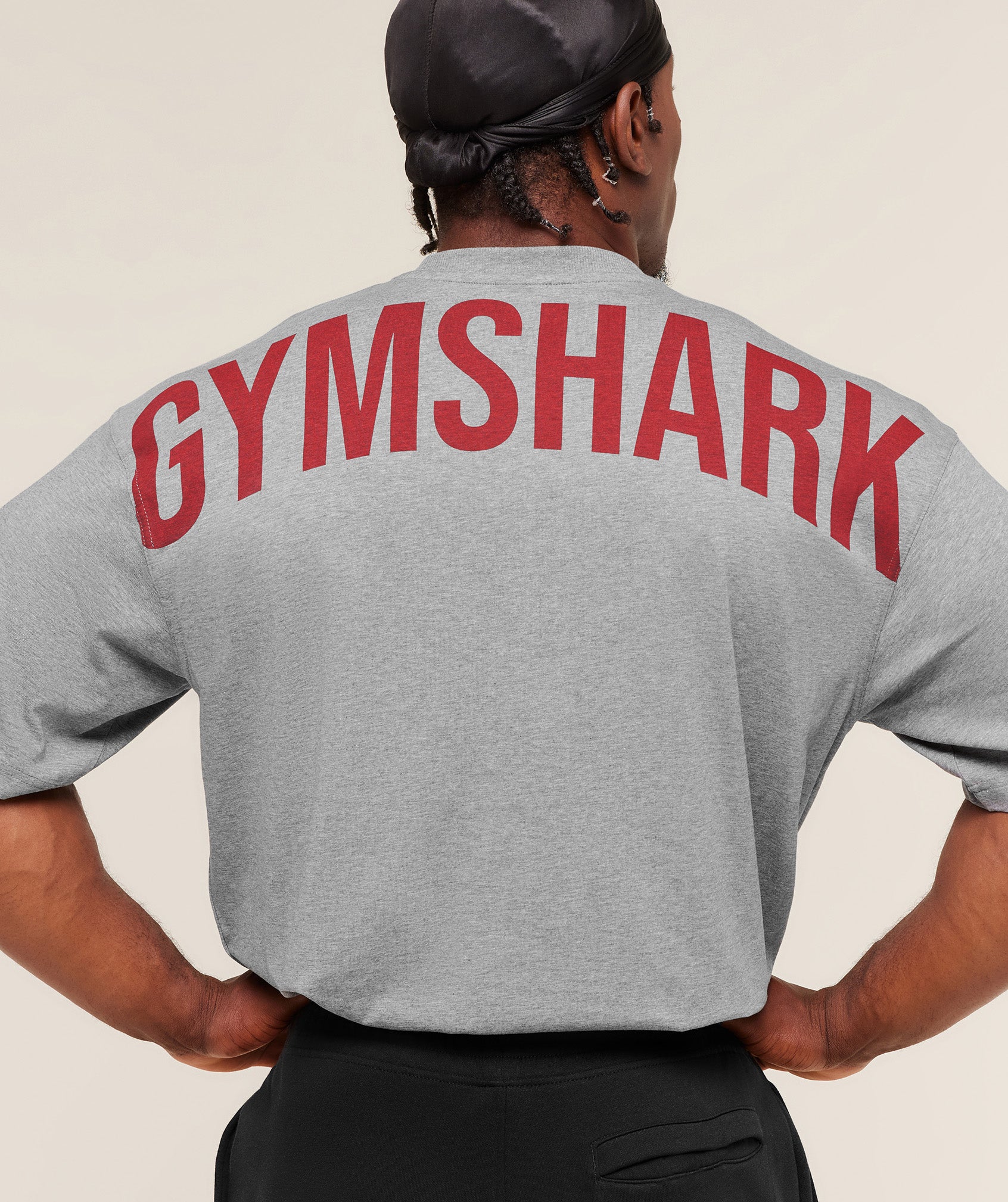 Gymshark Power T-Shirt - Charcoal Core Marl/Sets Red - Image 4