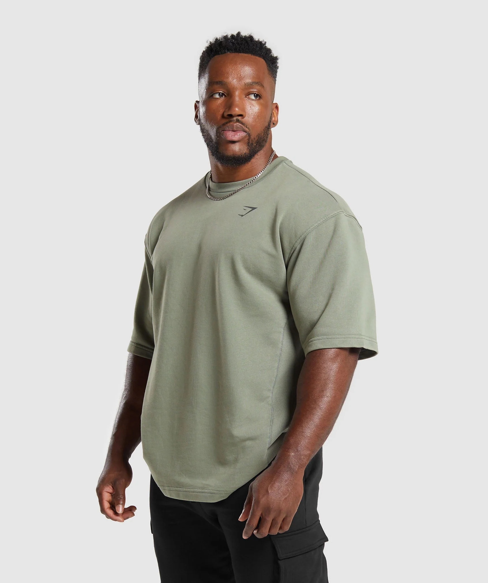 Gymshark Power Washed Short Sleeve Crew - Dusk Green - Image 3