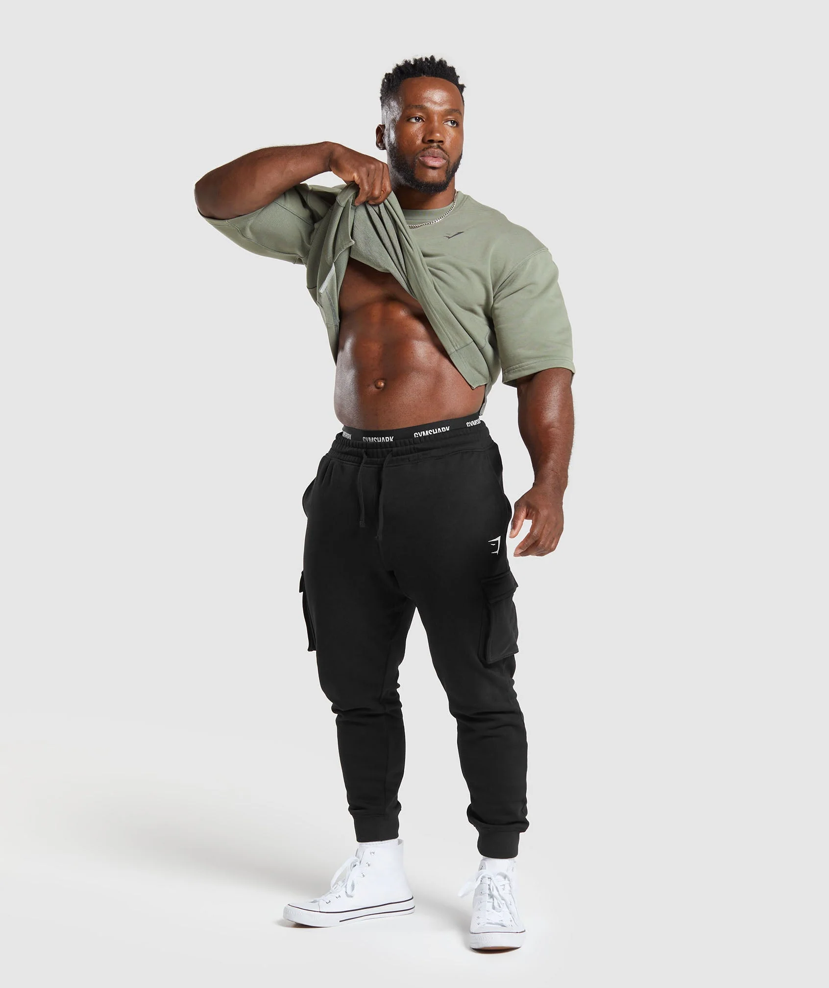 Gymshark Power Washed Short Sleeve Crew - Dusk Green - Image 4