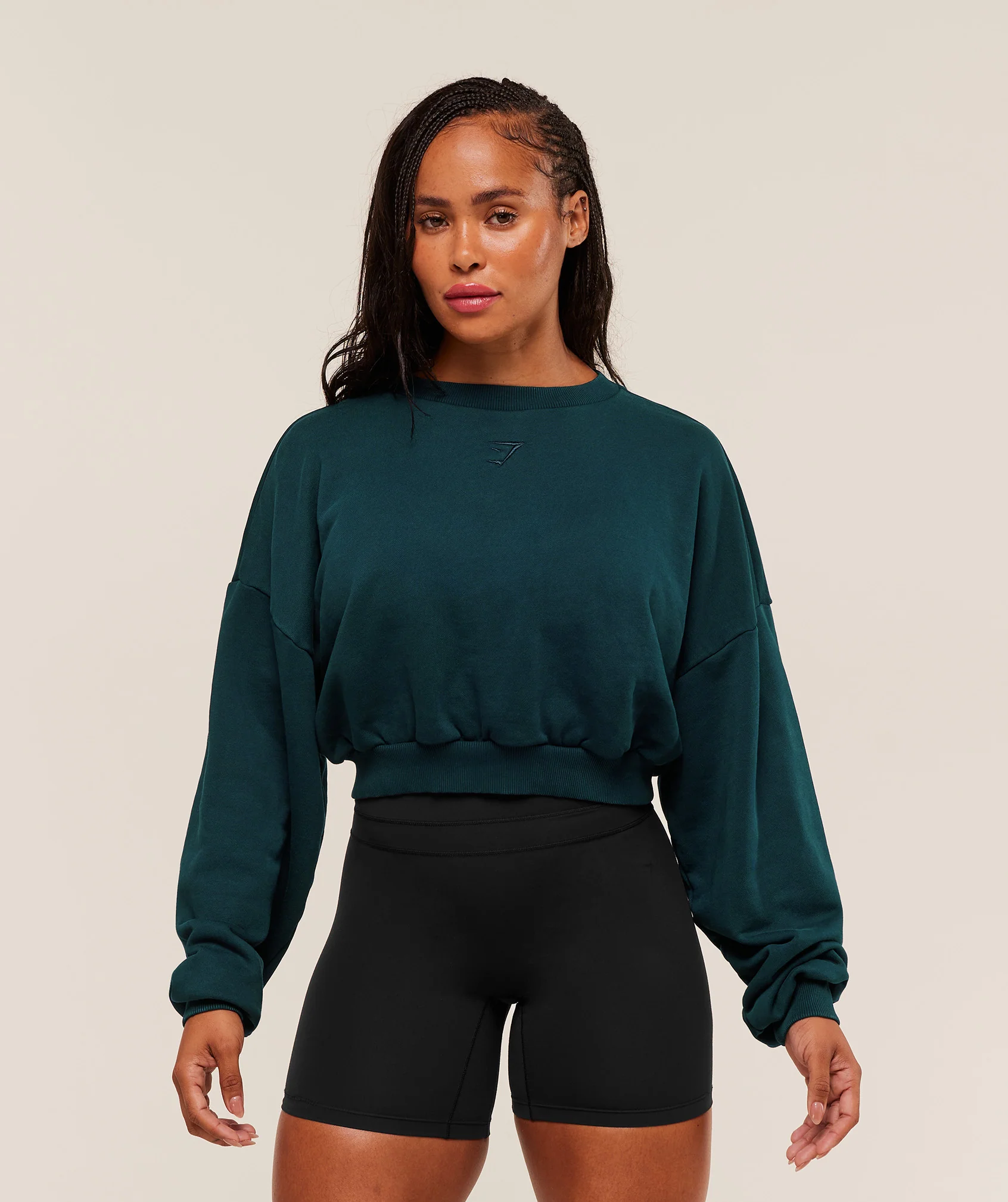 Gymshark Power Washed Sweat Top - Deep Petrol Blue/Acid Wash Small Ball - Image 2