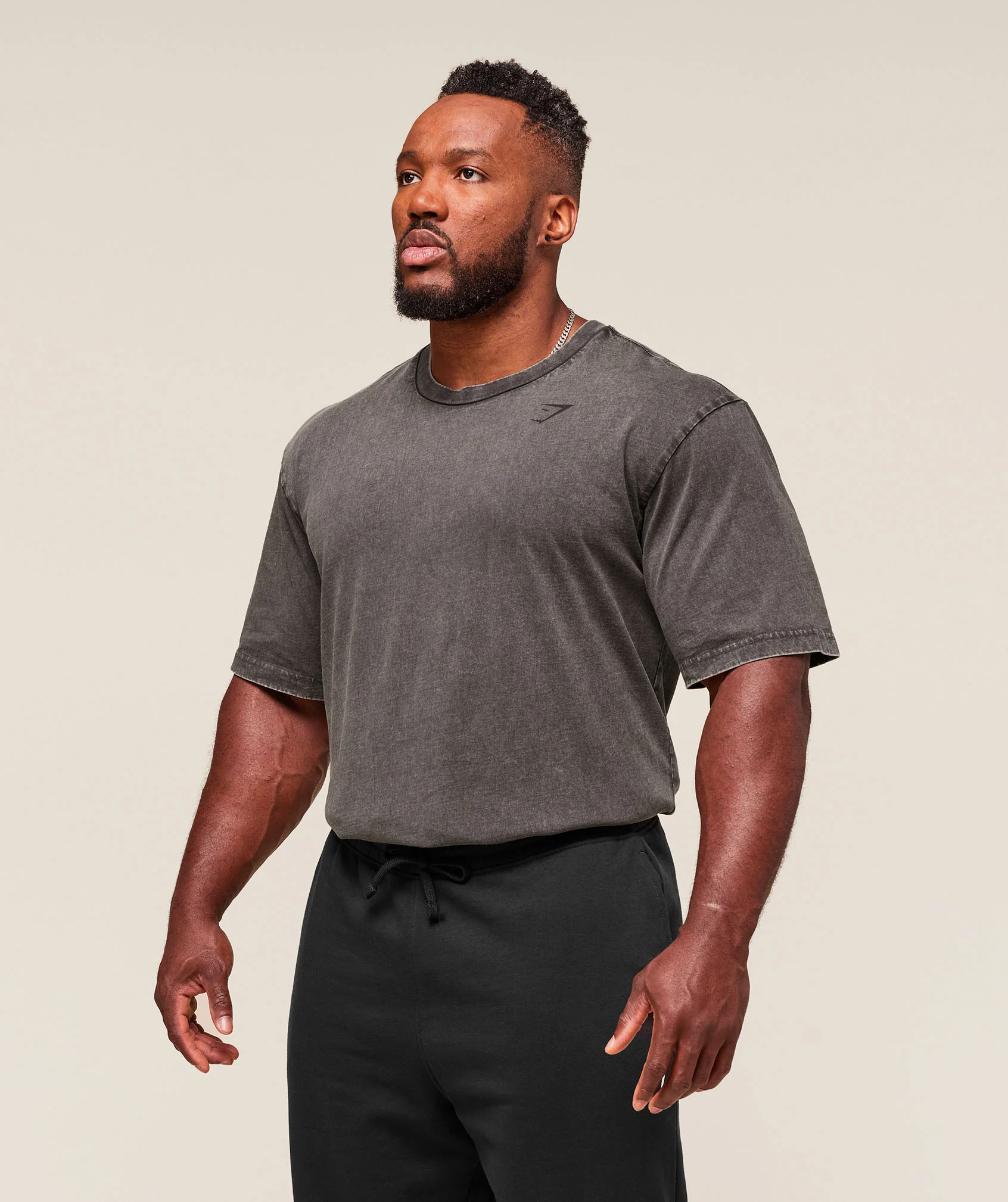 Gymshark Power Washed T-Shirt - Grey/Acid Wash Small Ball - Image 3