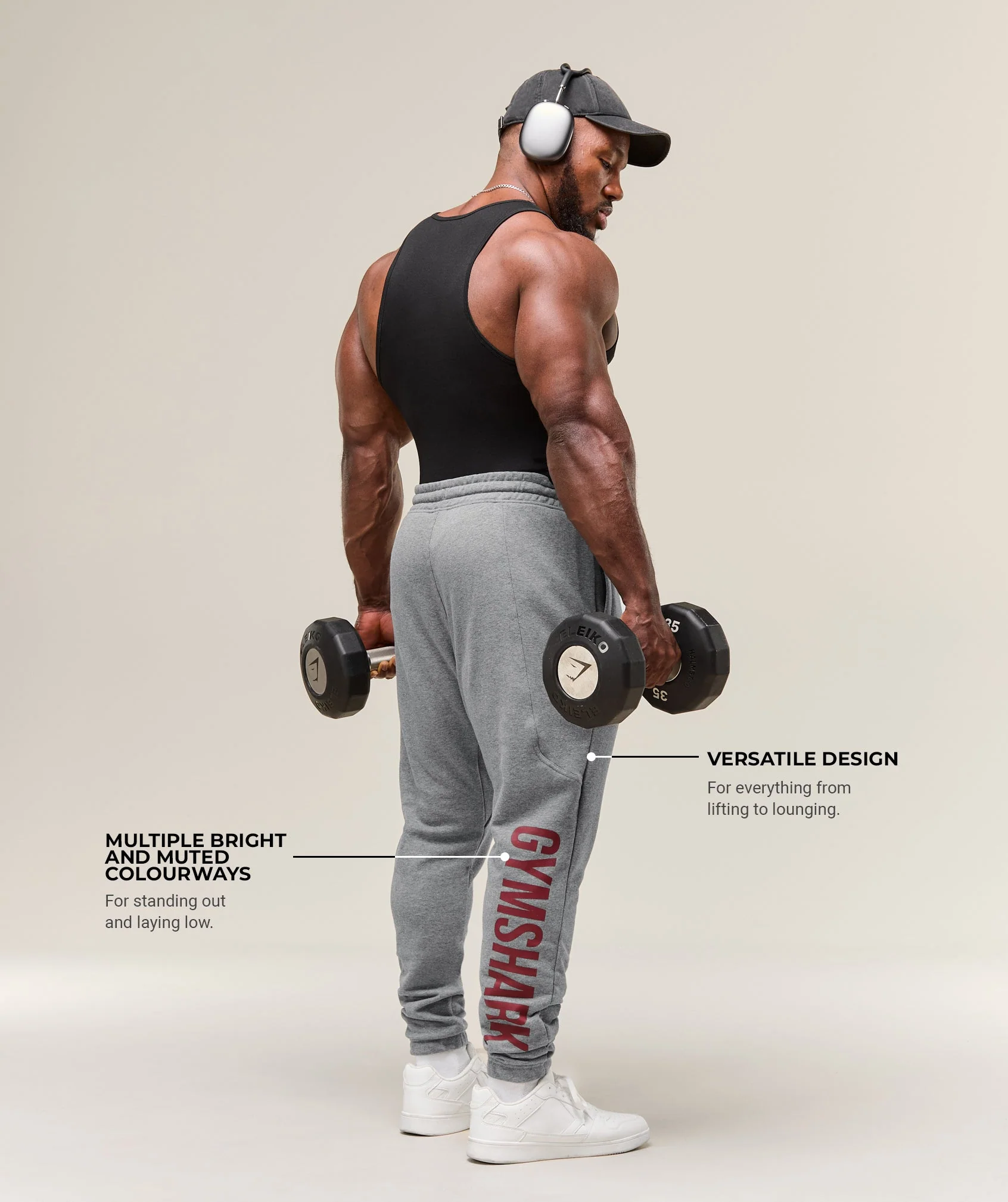 Gymshark Power Wordmark Joggers - Charcoal Core Marl - Image 2