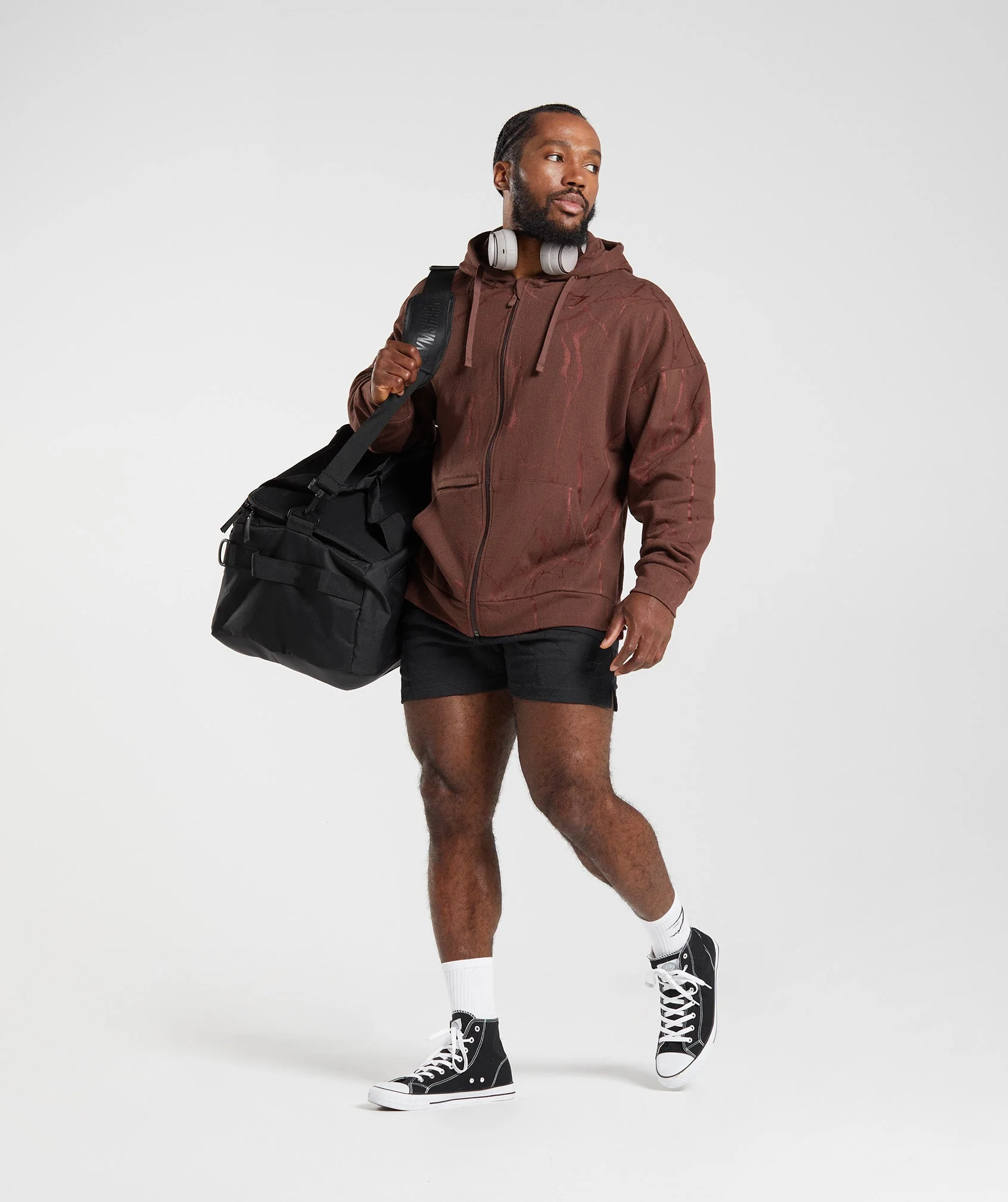 Gymshark Power Zip Hoodie - Cherry Brown Print - Image 4