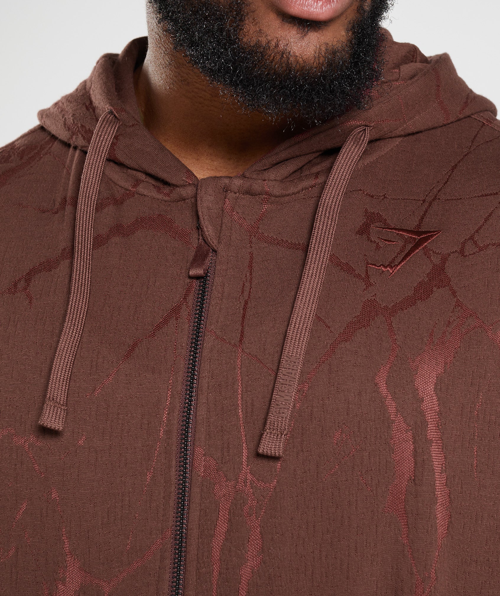 Gymshark Power Zip Hoodie - Cherry Brown Print - Image 6