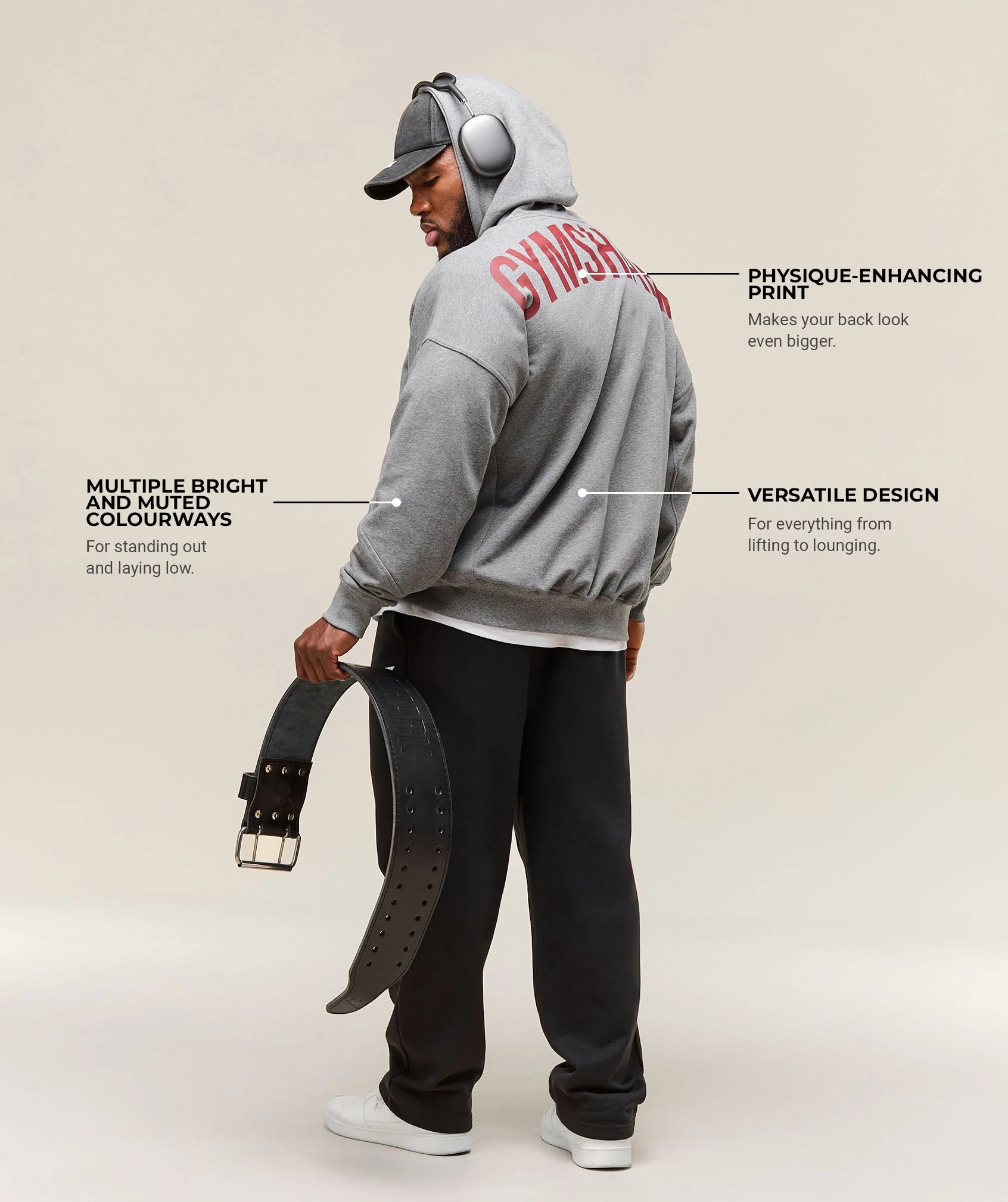 Gymshark Power Zip Up Hoodie - Charcoal Core Marl - Image 3
