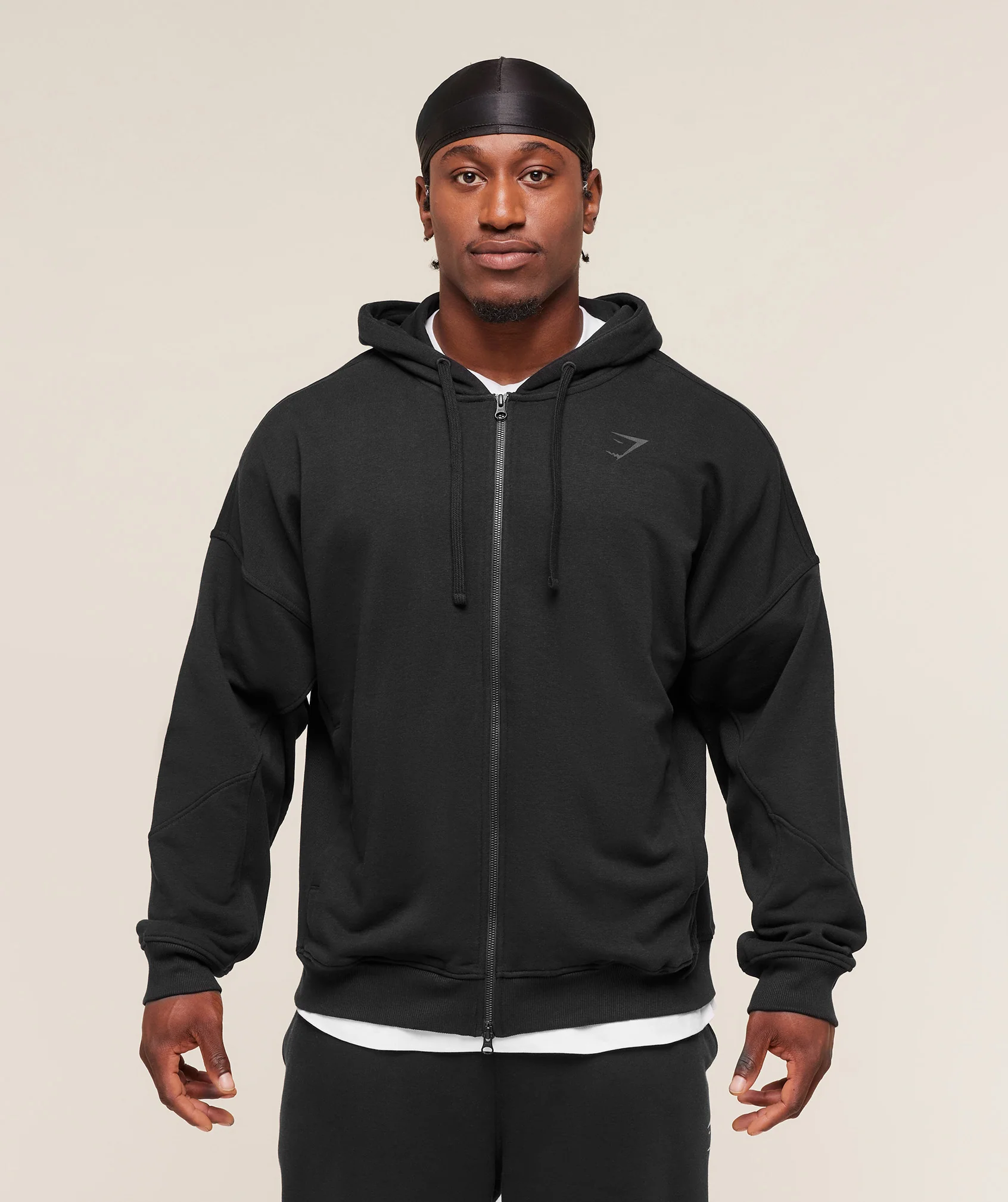 Gymshark Power Zip Up Hoodie - Black/Asphalt Grey - Image 3