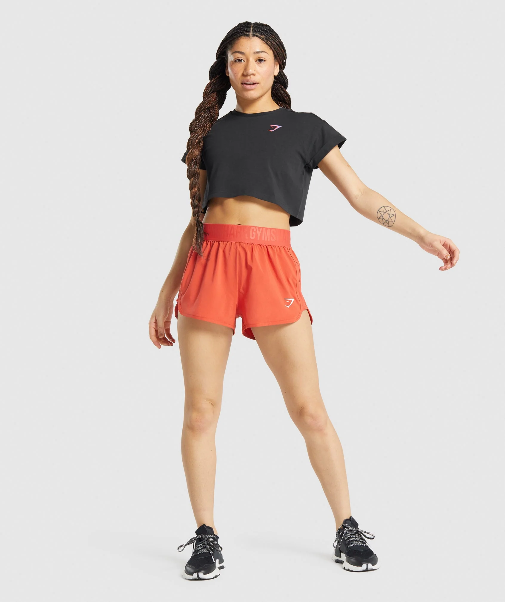 Gymshark Pre-Workout Graphic Crop Tee - Black - Image 4