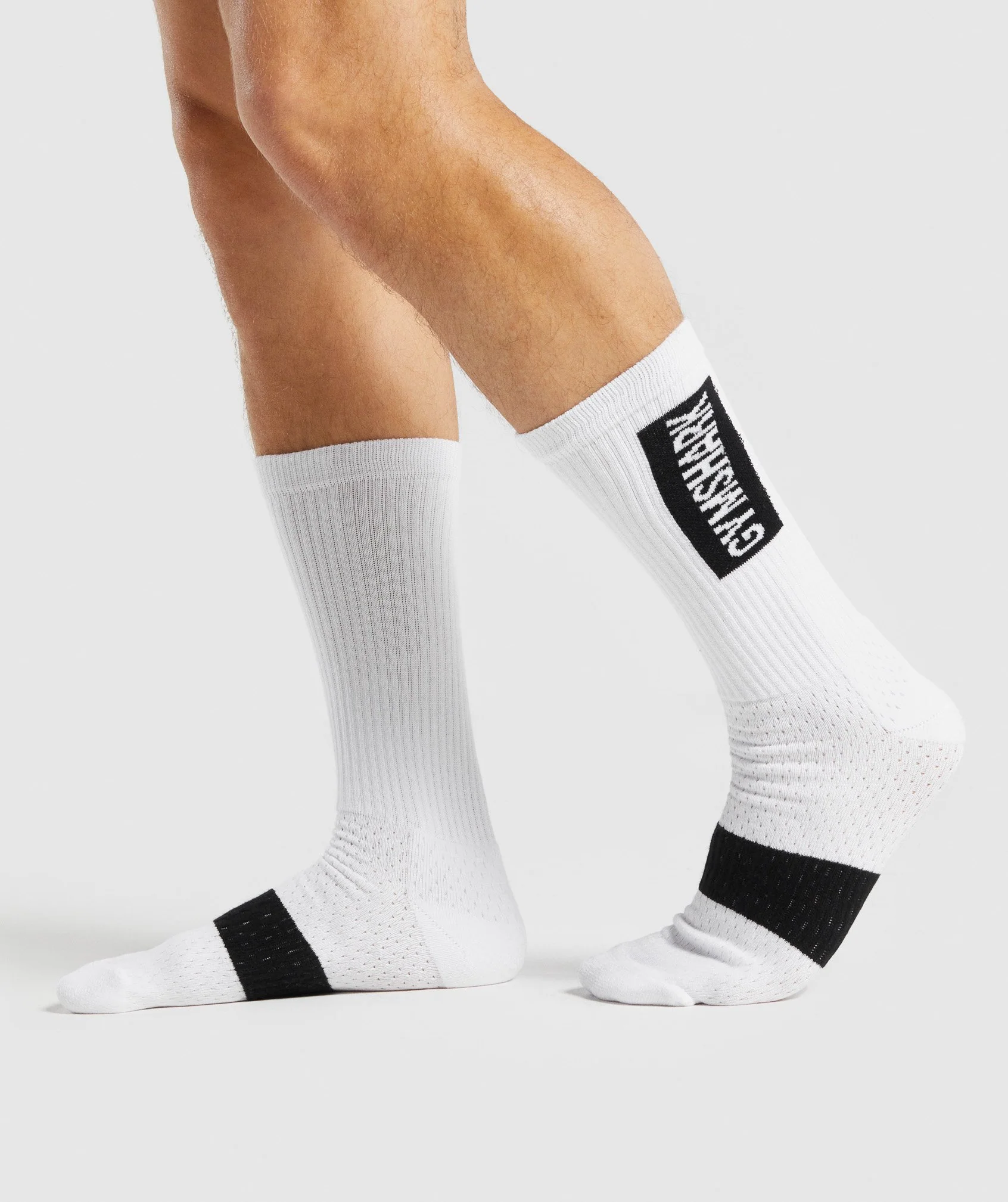 Gymshark Premium Logo Crew Socks (1pk) - White - Image 2