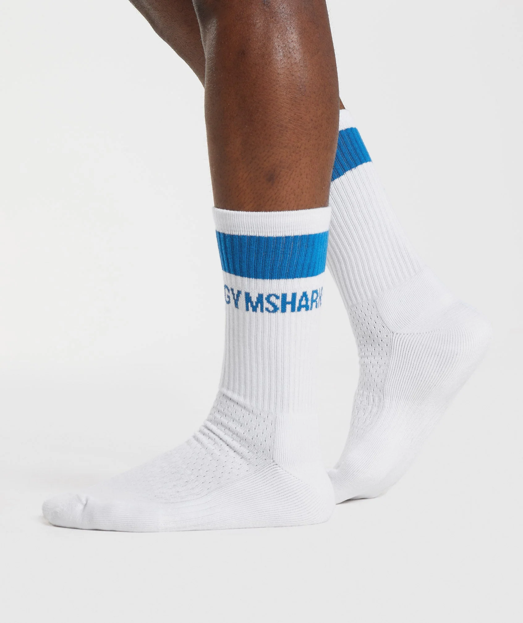 Gymshark Premium Jacquard Single Socks - White/Meridian Blue - Image 4