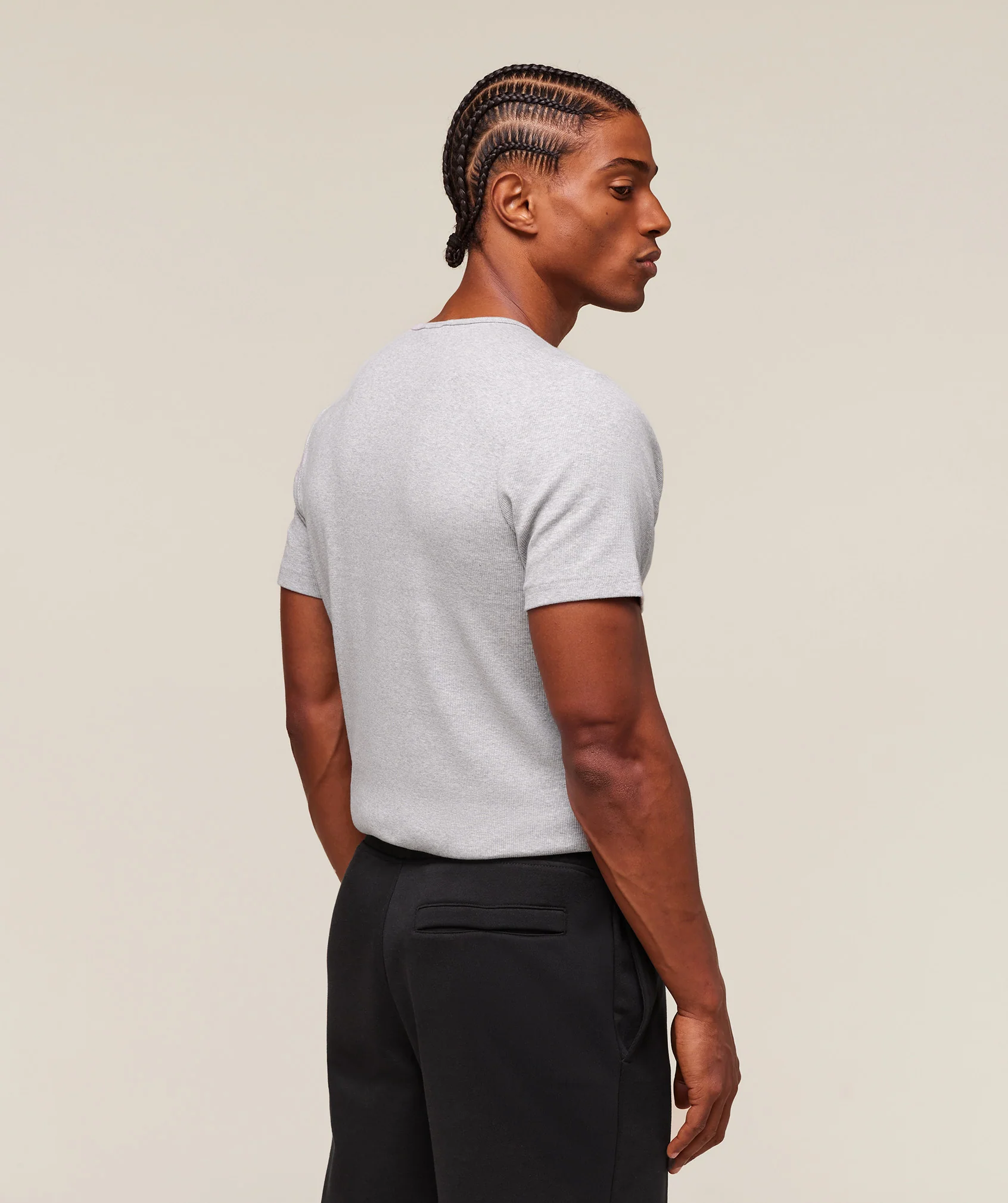 Gymshark Premium Ribbed T-Shirt - Light Grey Core Marl - Image 2