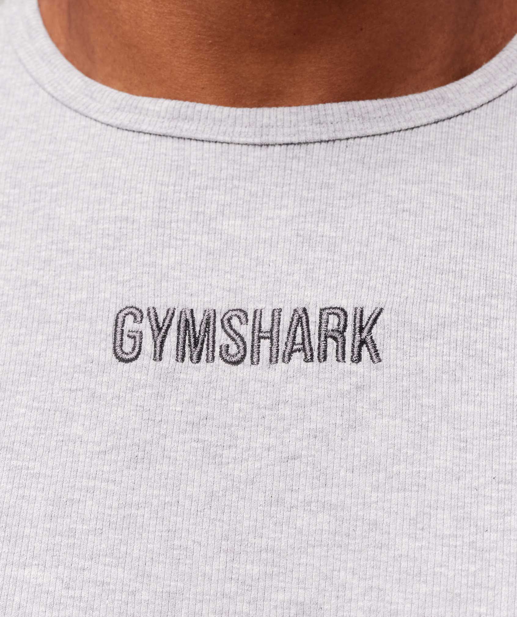 Gymshark Premium Ribbed T-Shirt - Light Grey Core Marl - Image 6