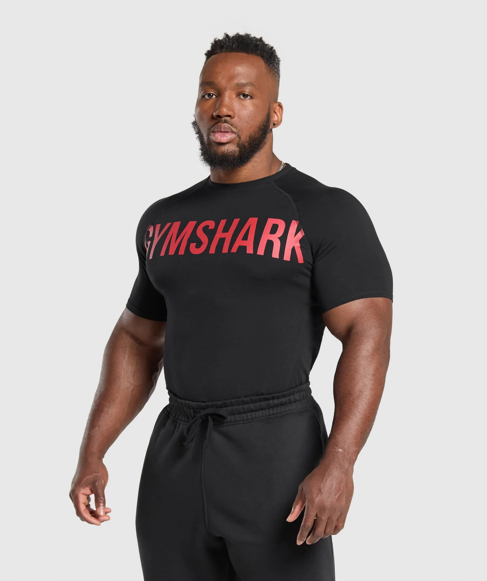 Gymshark Prime T-Shirt - Black/Vivid Red - Image 3