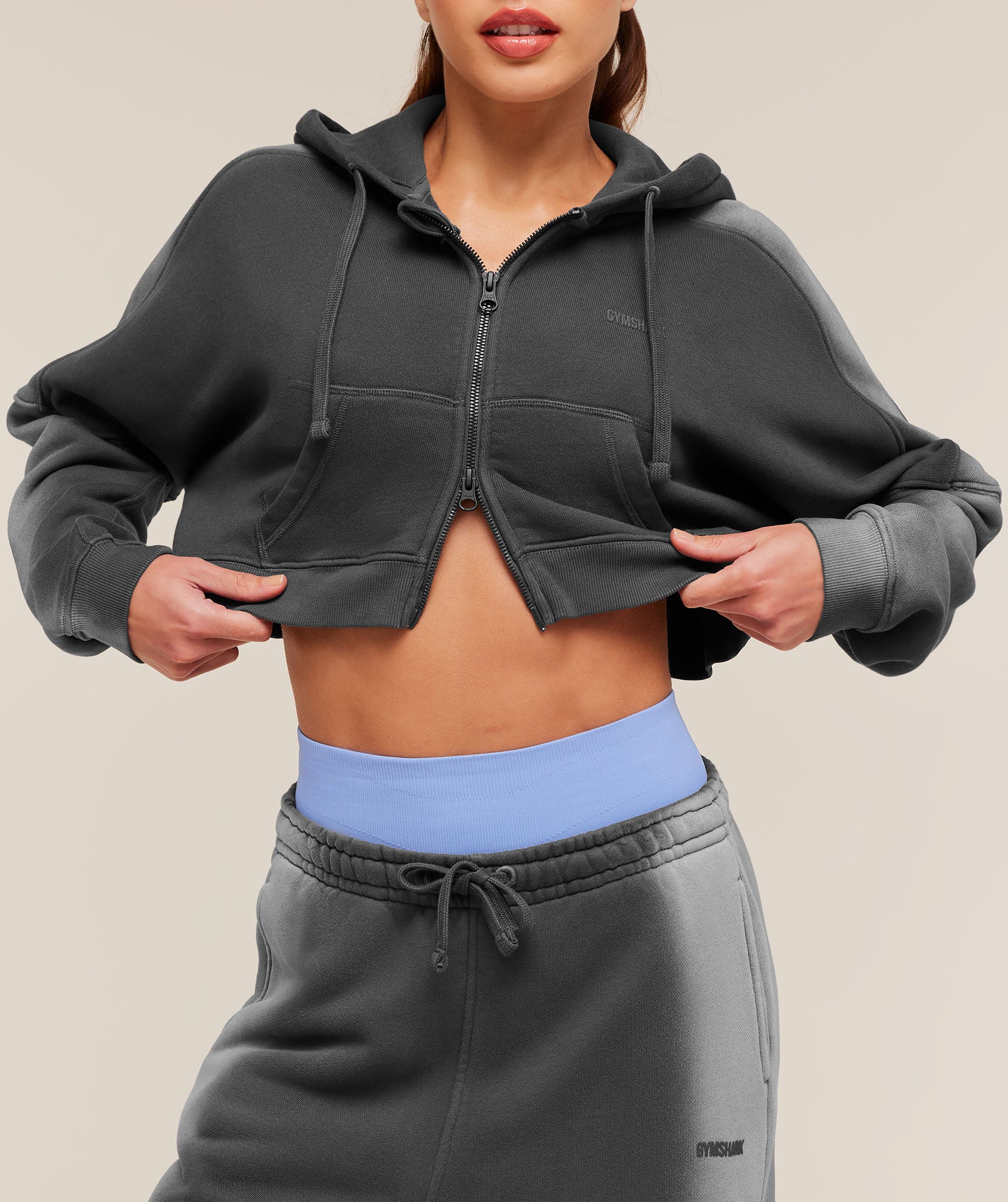 Gymshark Pump Washed Zip Through Hoodie - Onyx Grey/Stratus Grey - Image 5