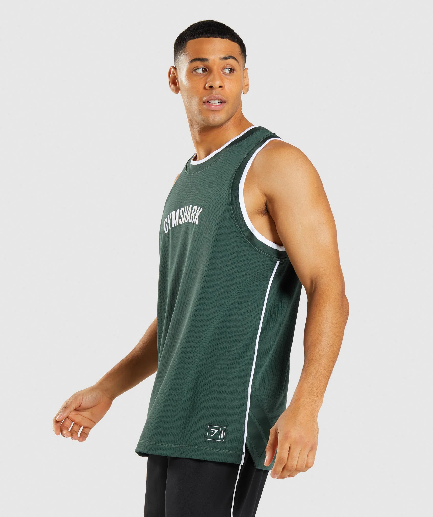 Gymshark Recess Basketball Tank - Obsidian Green/White - Image 3