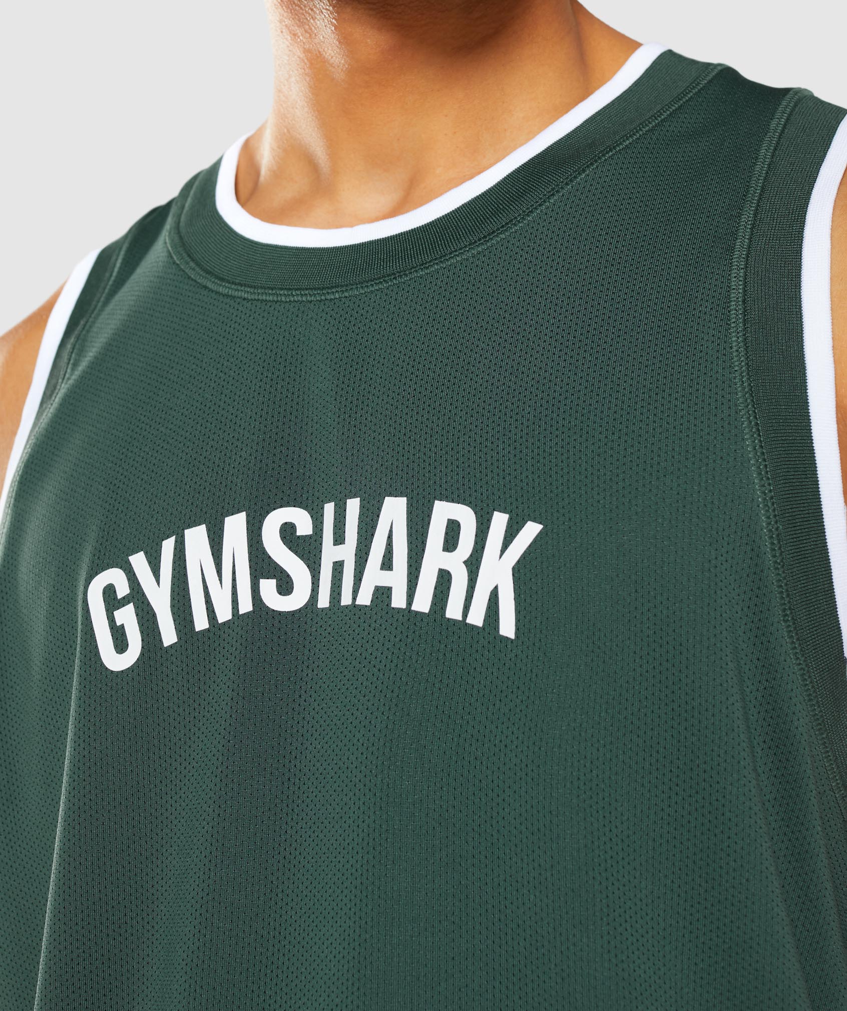 Gymshark Recess Basketball Tank - Obsidian Green/White - Image 6