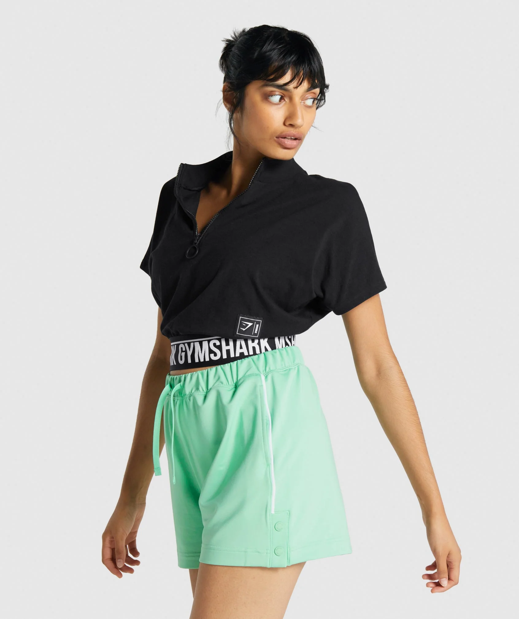 Gymshark Recess Crop 1/2 Zip Tee - Black - Image 3