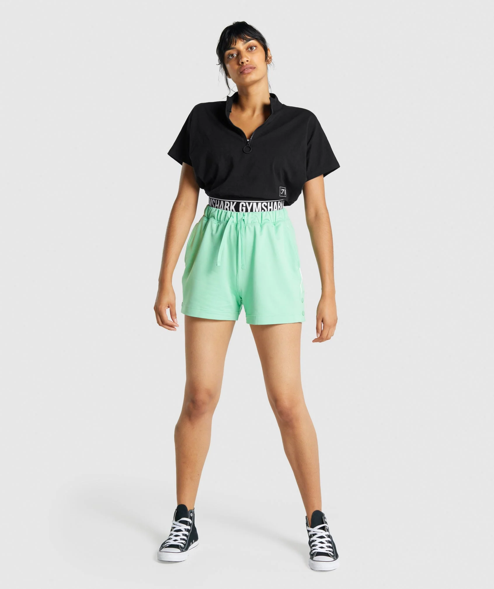 Gymshark Recess Crop 1/2 Zip Tee - Black - Image 4