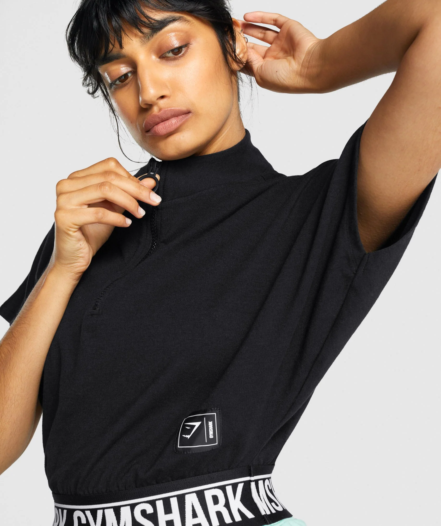 Gymshark Recess Crop 1/2 Zip Tee - Black - Image 6