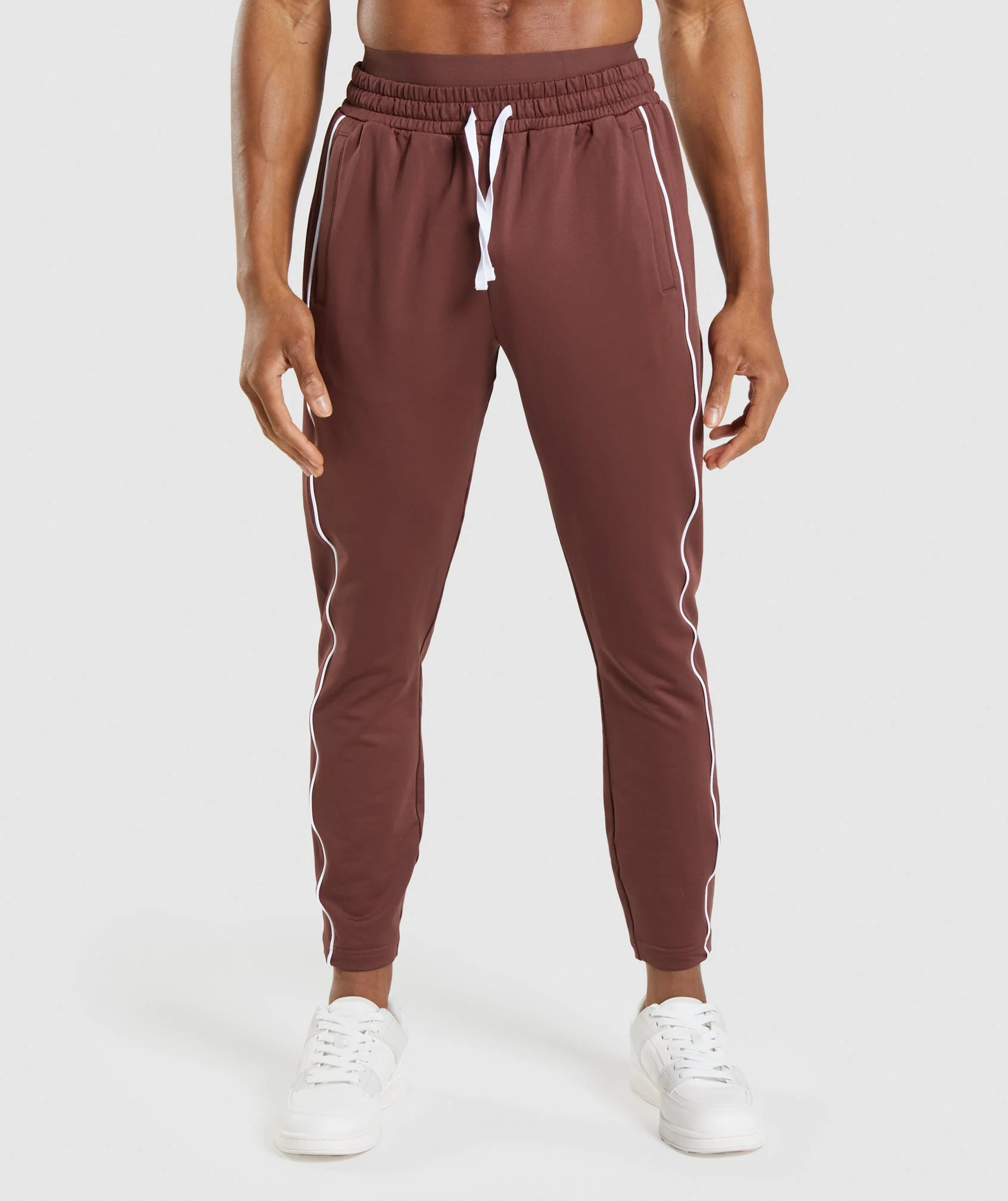 Gymshark Recess Joggers - Cherry Brown/White