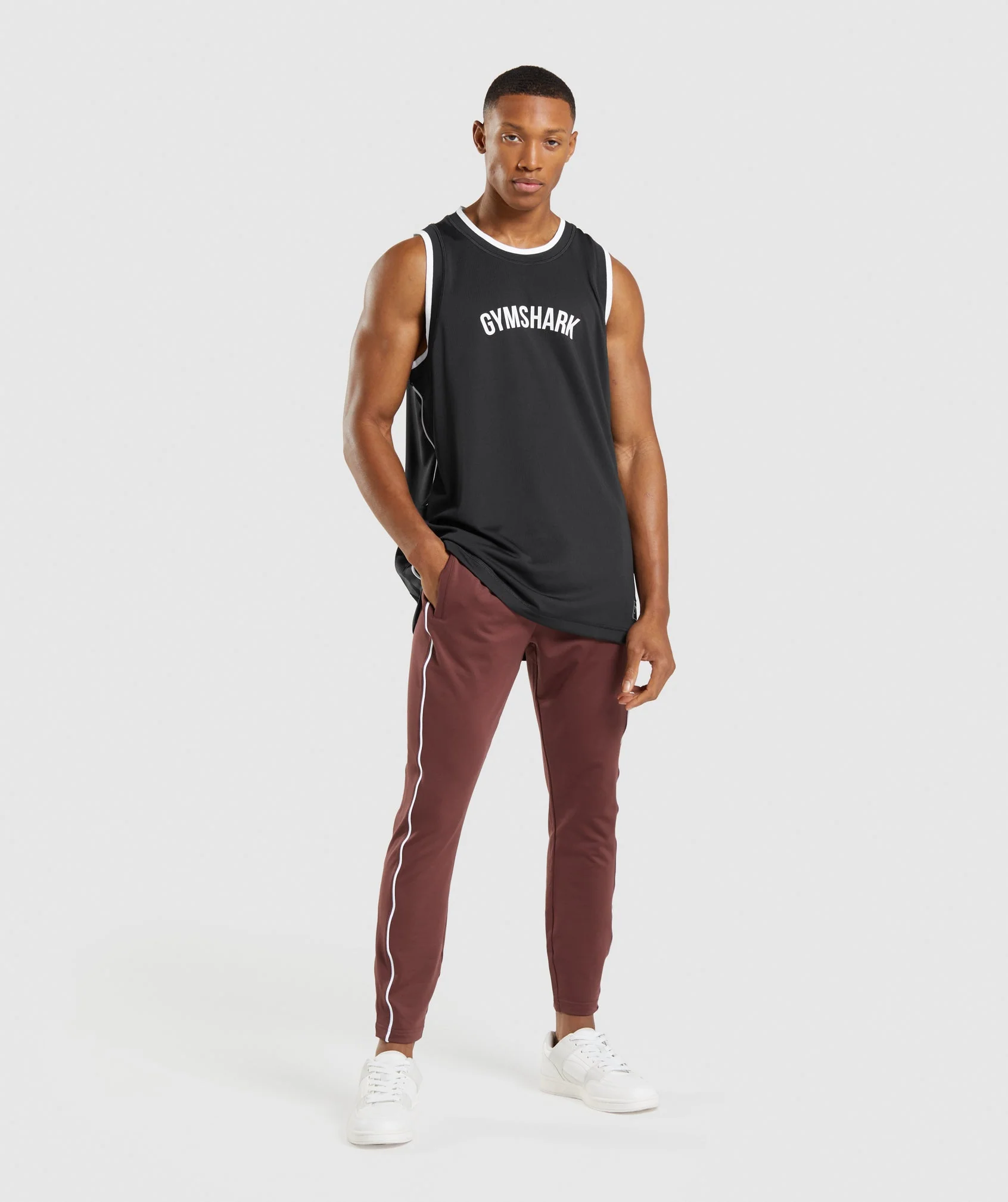 Gymshark Recess Joggers - Cherry Brown/White - Image 4